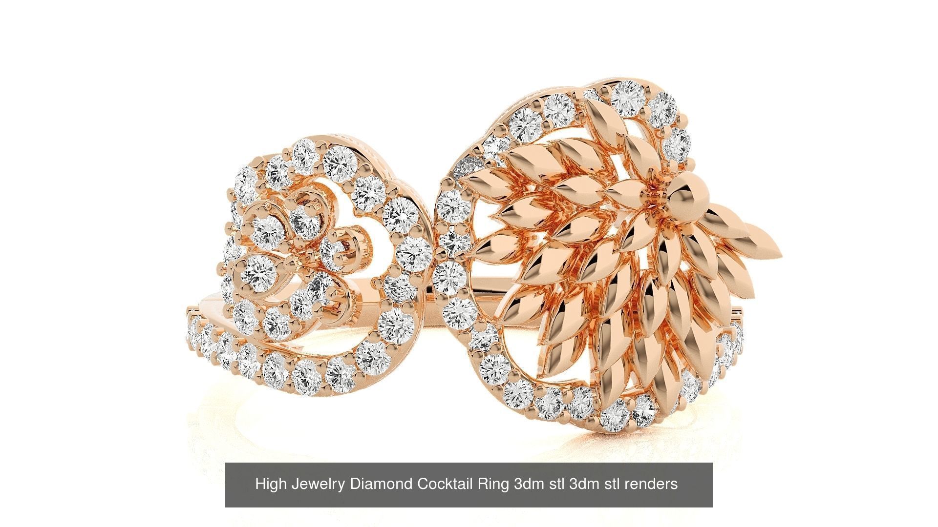 143 High Jewelry Diamond Italian Cocktail Rings 3dm stl renders 3D Model Collection_20