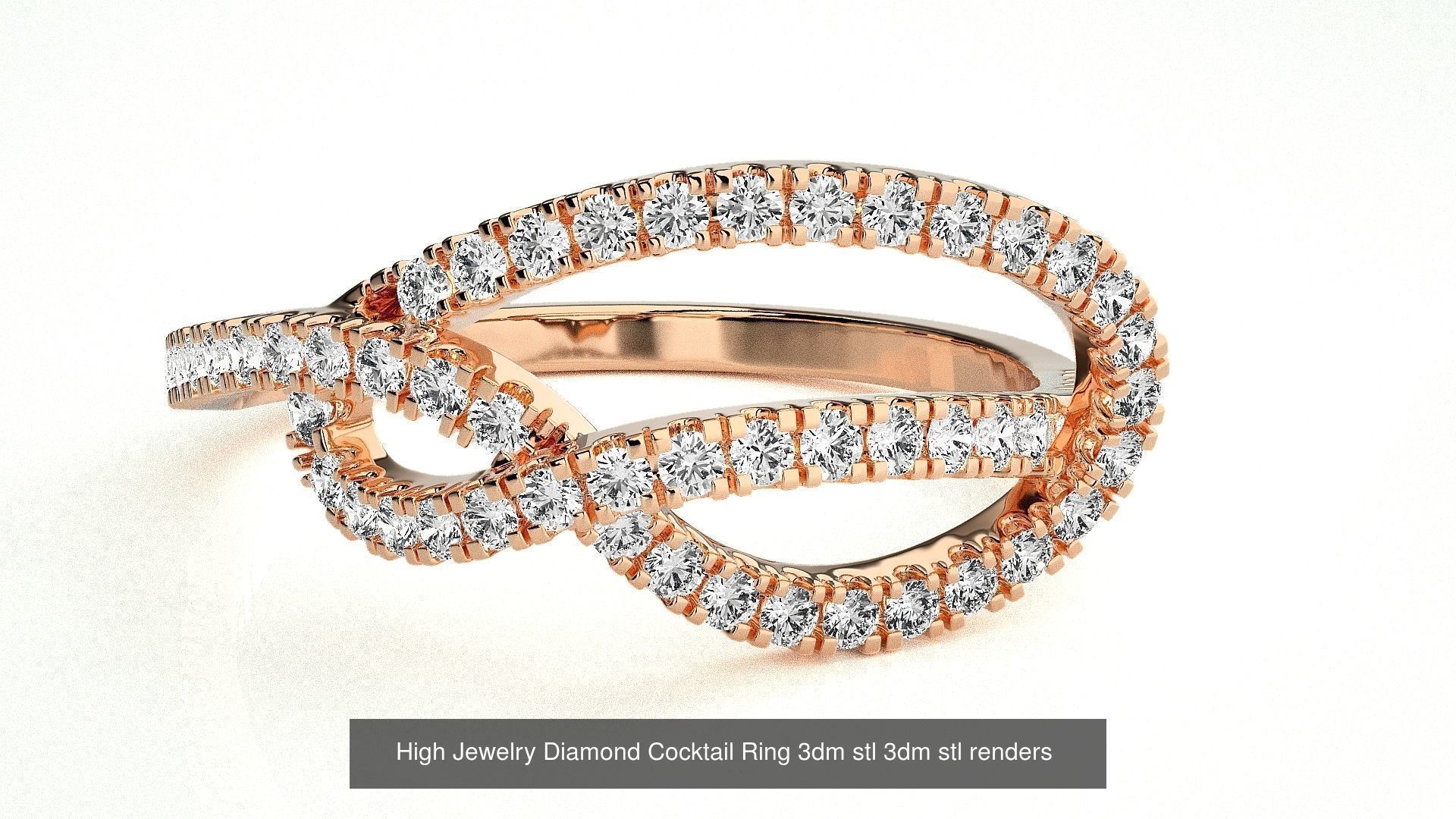 143 High Jewelry Diamond Italian Cocktail Rings 3dm stl renders 3D Model Collection_30