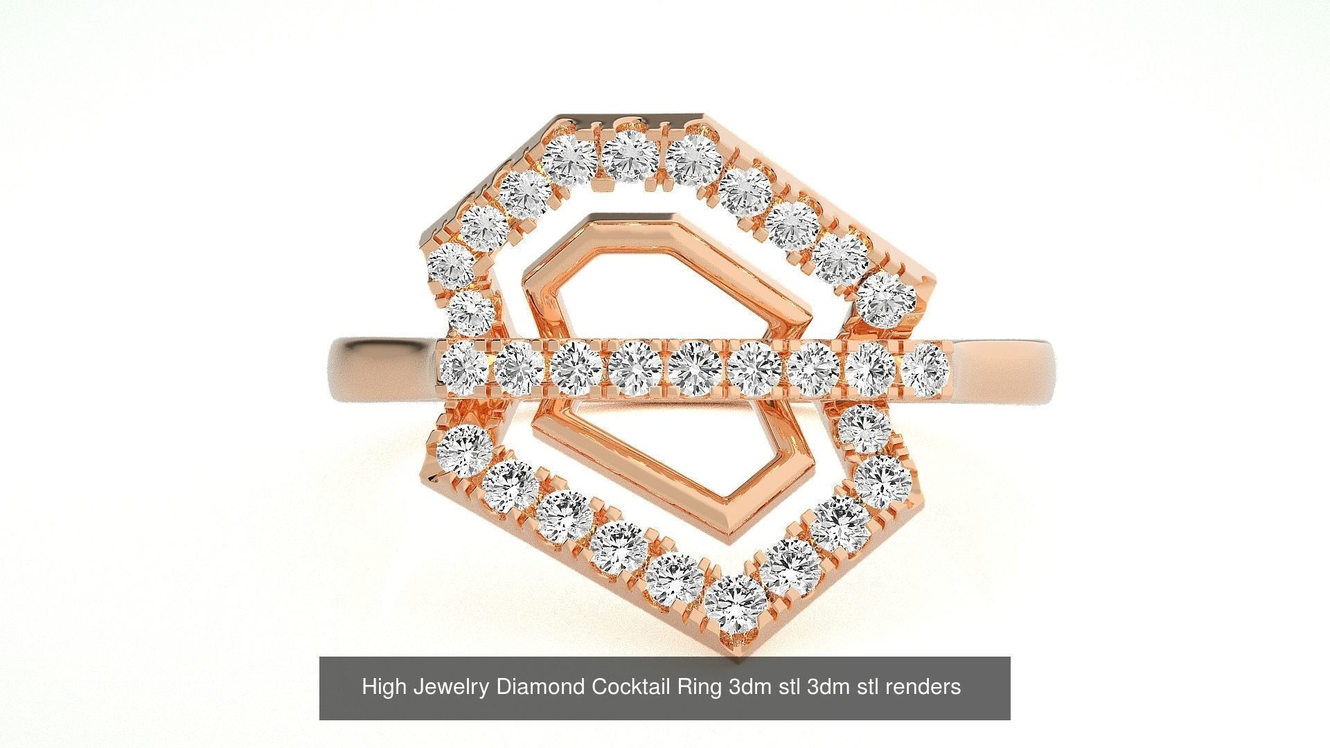 143 High Jewelry Diamond Italian Cocktail Rings 3dm stl renders 3D Model Collection_74