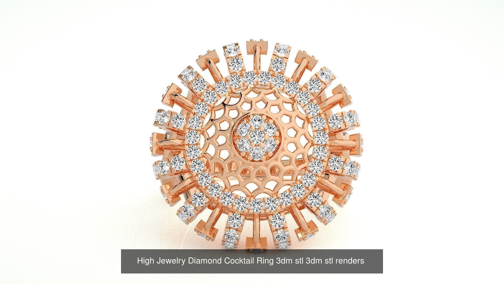 143 High Jewelry Diamond Italian Cocktail Rings 3dm stl renders 3D Model Collection_47