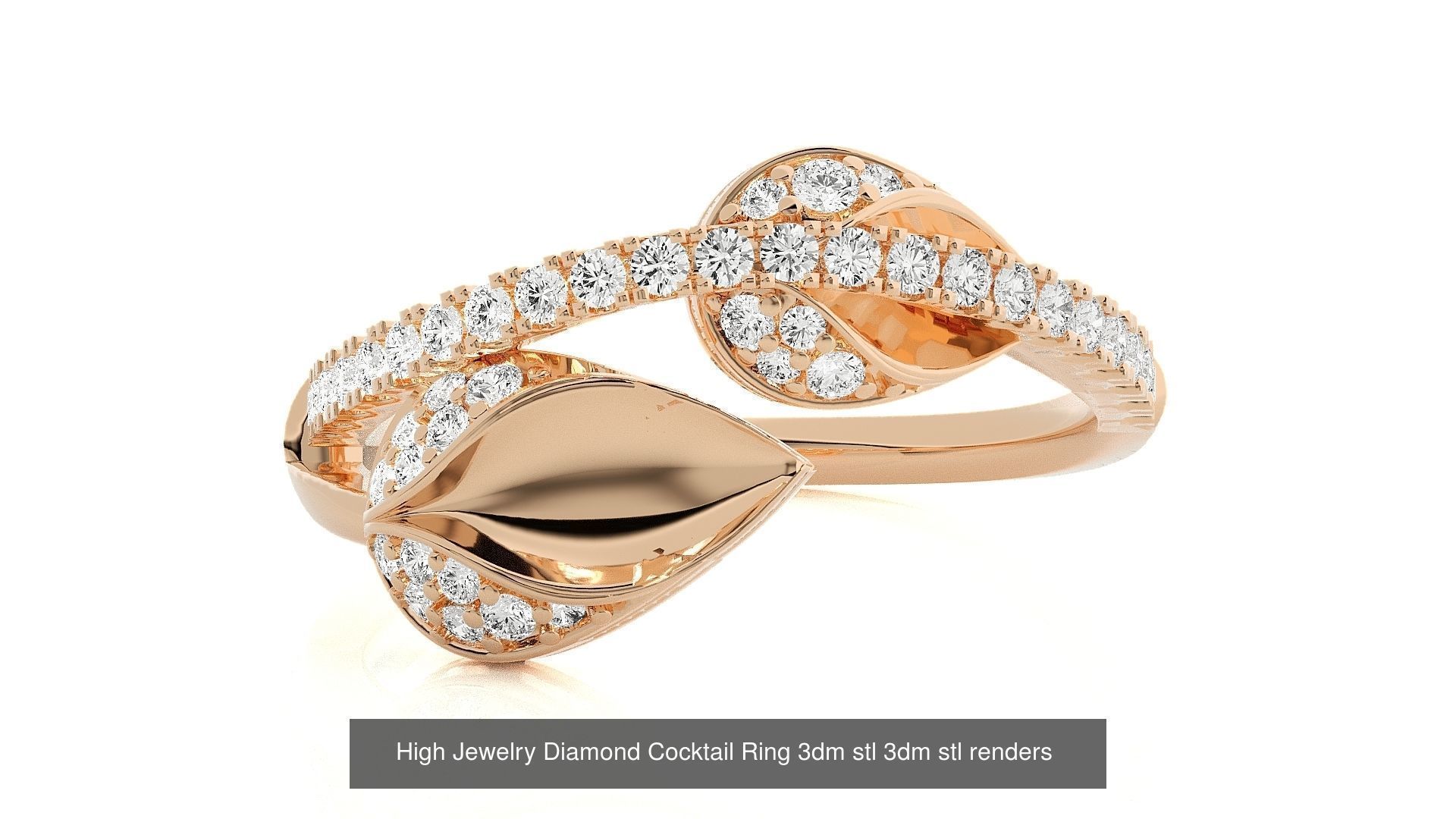 143 High Jewelry Diamond Italian Cocktail Rings 3dm stl renders 3D Model Collection_23