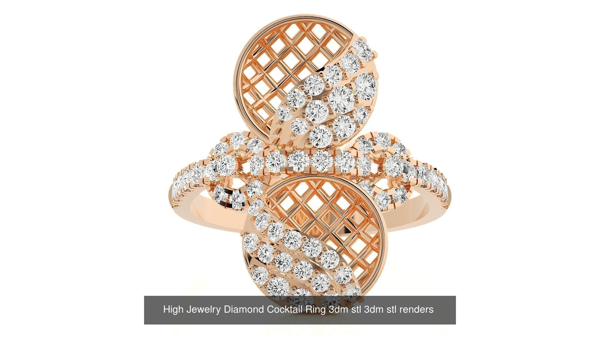 143 High Jewelry Diamond Italian Cocktail Rings 3dm stl renders 3D Model Collection_18