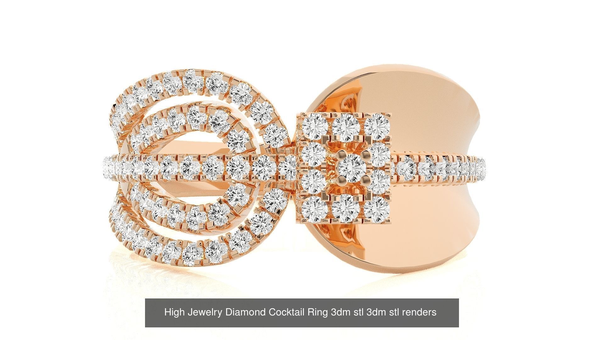 143 High Jewelry Diamond Italian Cocktail Rings 3dm stl renders 3D Model Collection_71