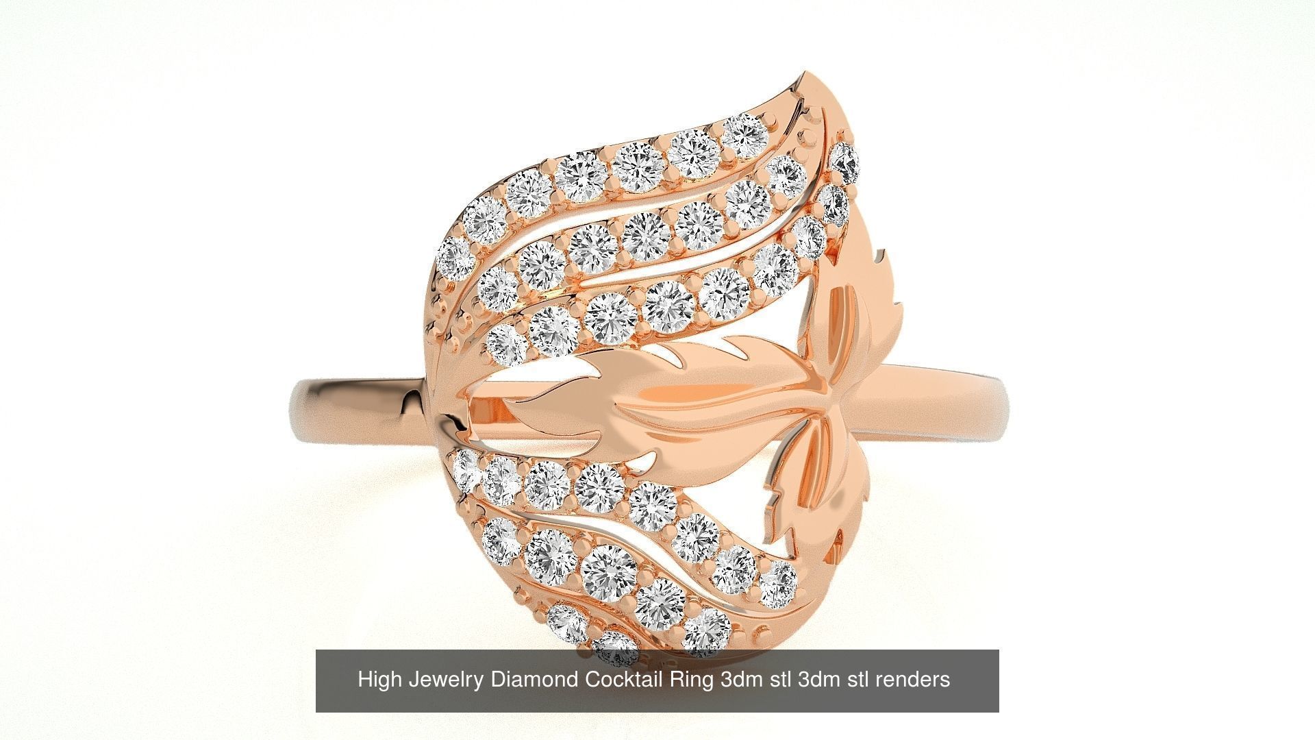 143 High Jewelry Diamond Italian Cocktail Rings 3dm stl renders 3D Model Collection_11