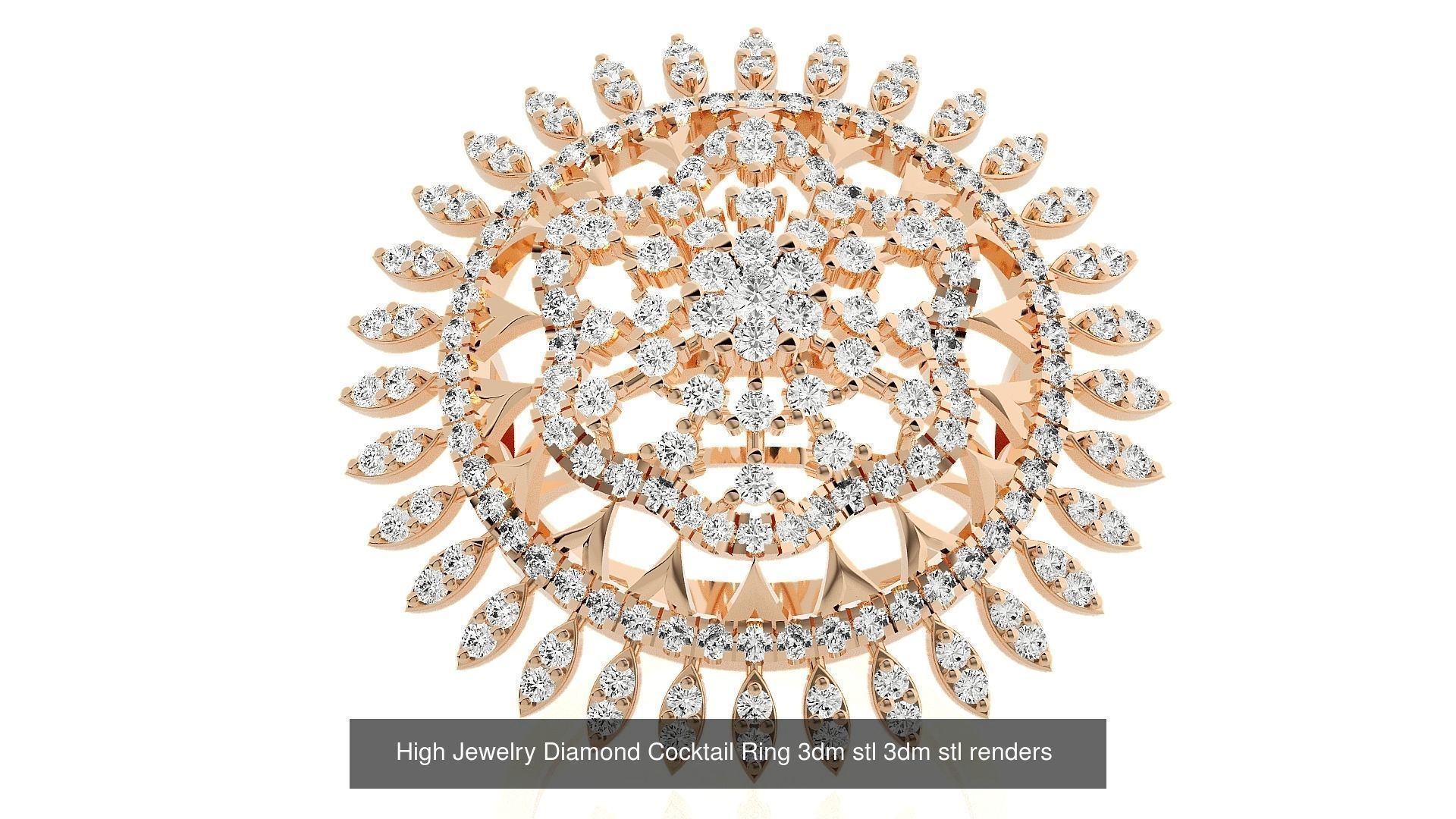 143 High Jewelry Diamond Italian Cocktail Rings 3dm stl renders 3D Model Collection_101