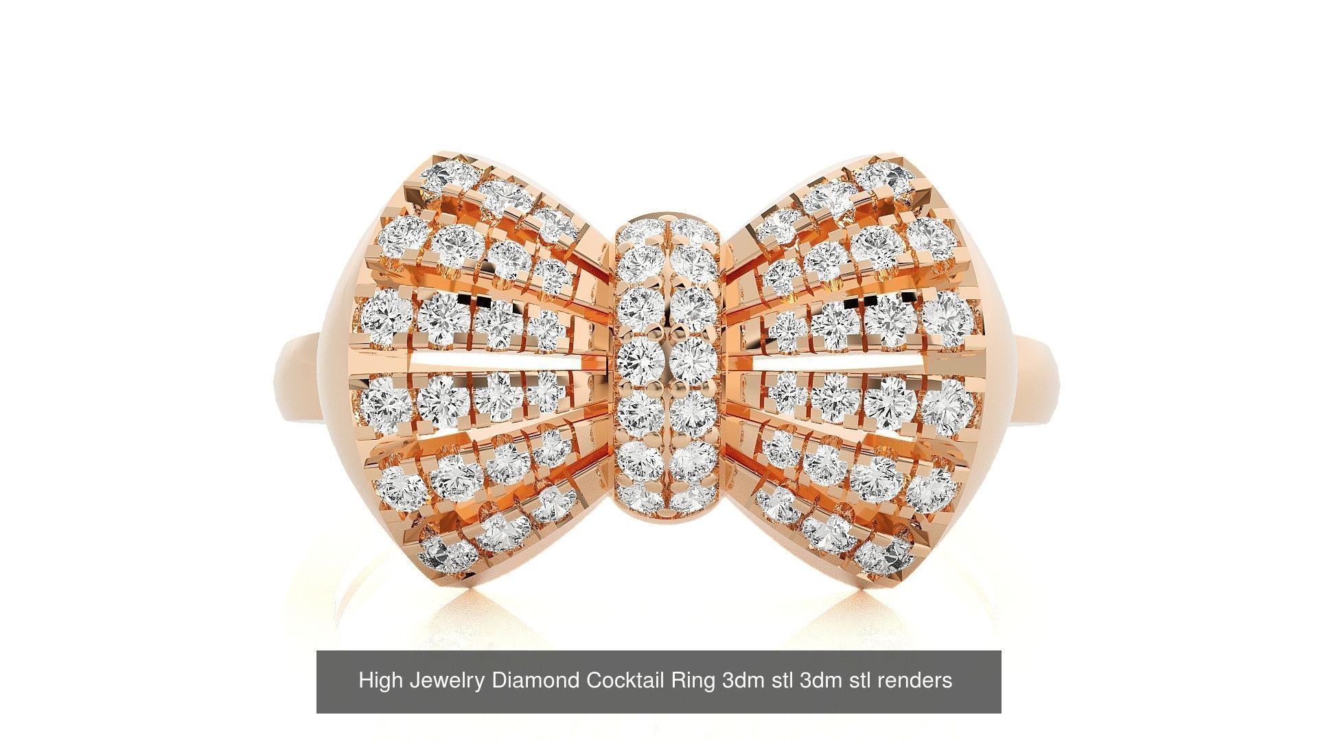 143 High Jewelry Diamond Italian Cocktail Rings 3dm stl renders 3D Model Collection_89