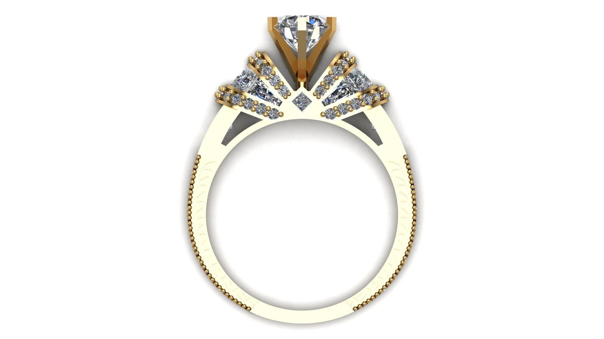 Solitaire Ring A14 3D print model_4