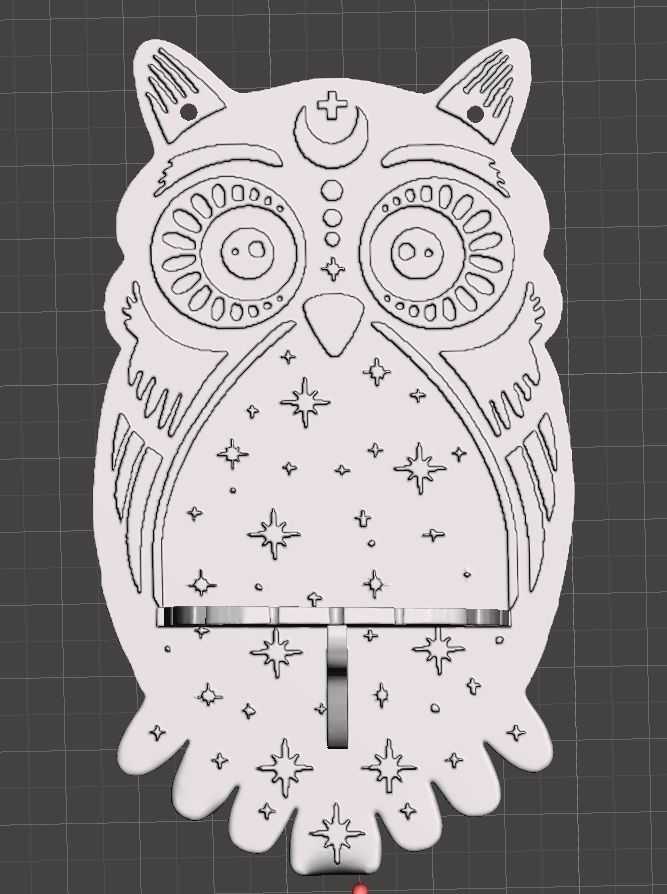 MYSTIC OWL SHELF PENDANT CRYSTAL 3D print model_3