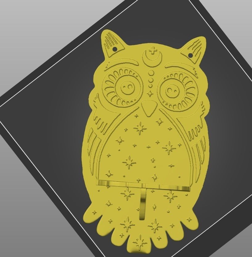 MYSTIC OWL SHELF PENDANT CRYSTAL 3D print model_2