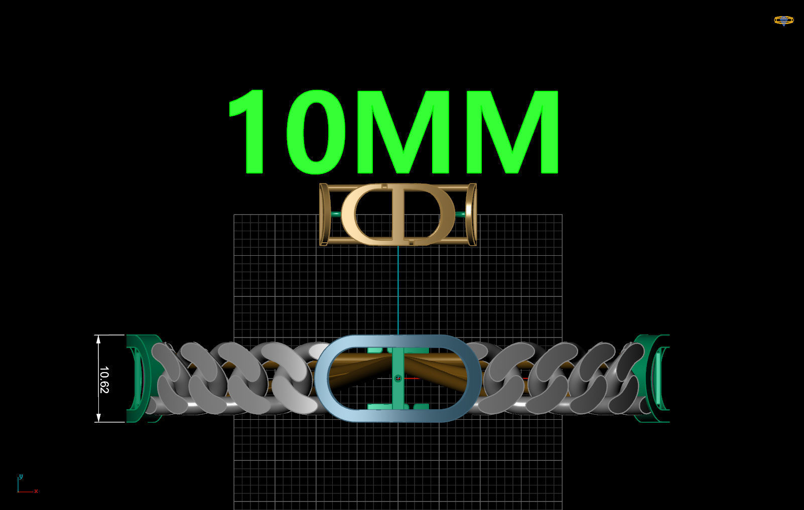 10 MM CUBAN LINK CHAIN FOR BRACELET 3D print model_2