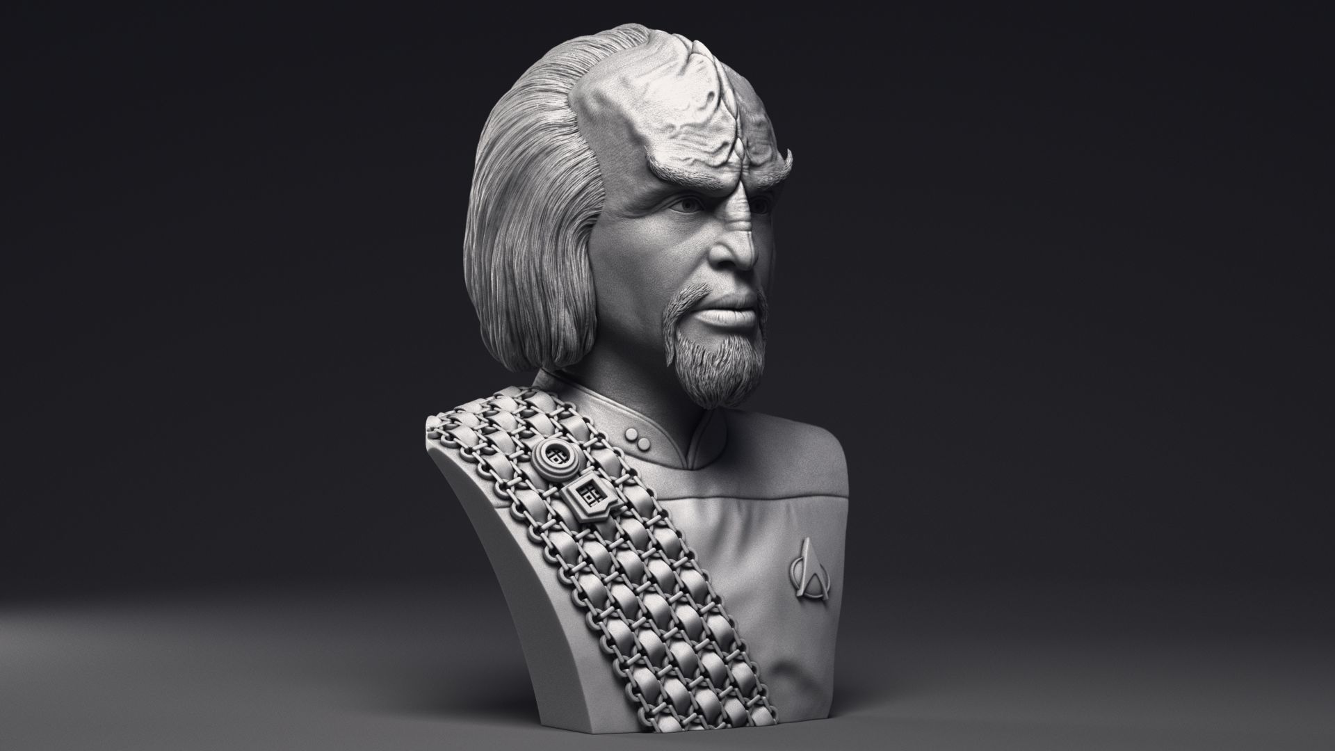 Michael Dorn as Worf Bust Printable 3D Model 3D print model_26