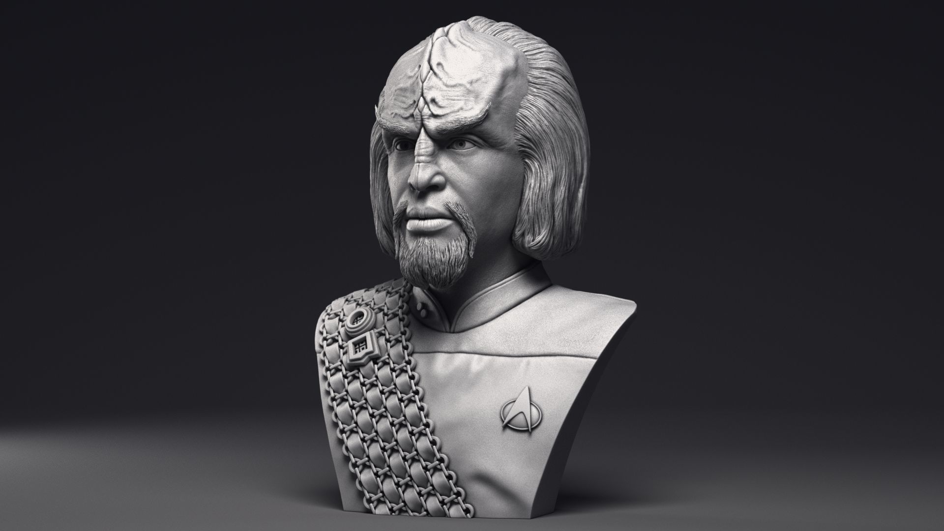 Michael Dorn as Worf Bust Printable 3D Model 3D print model_14
