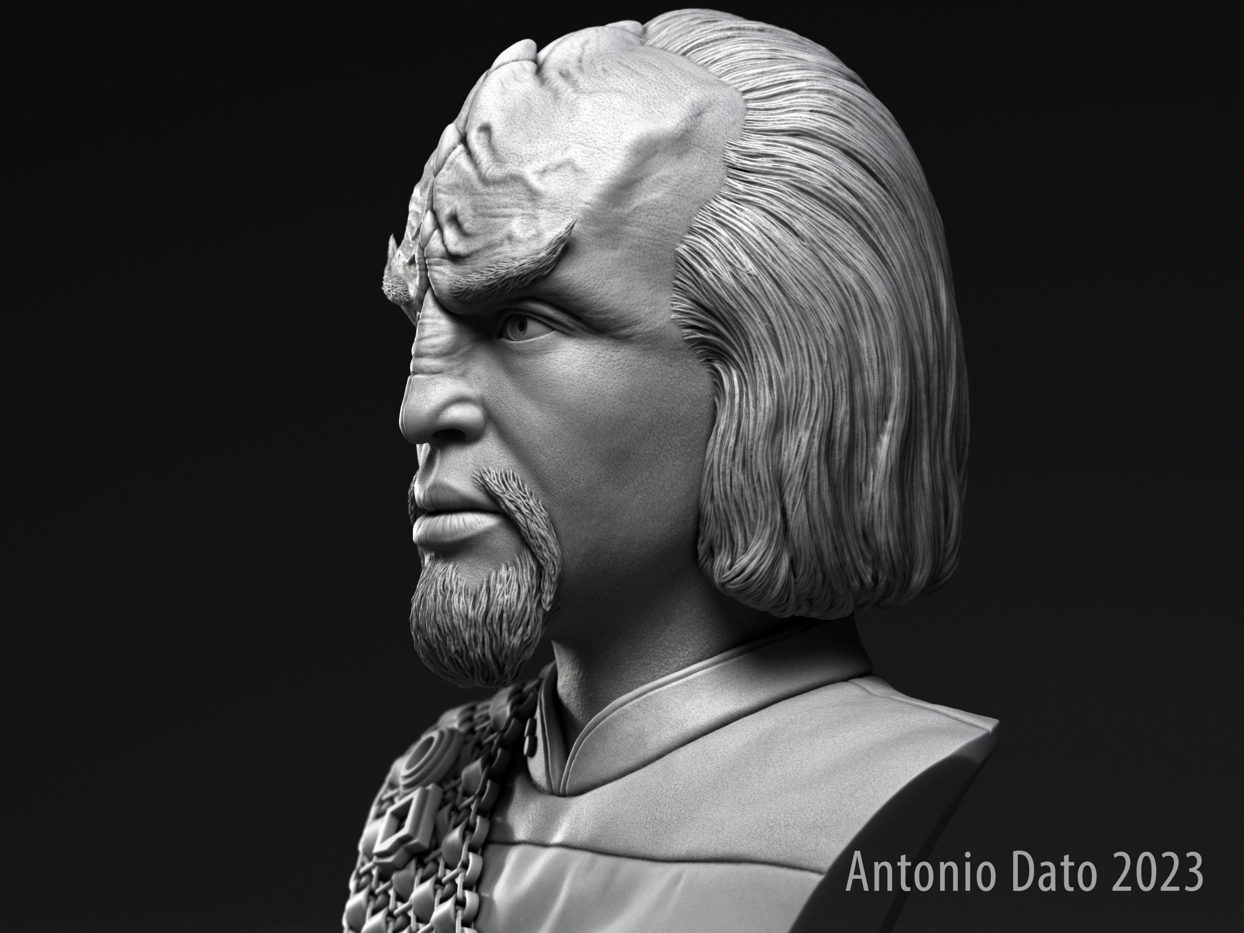 Michael Dorn as Worf Bust Printable 3D Model 3D print model_8