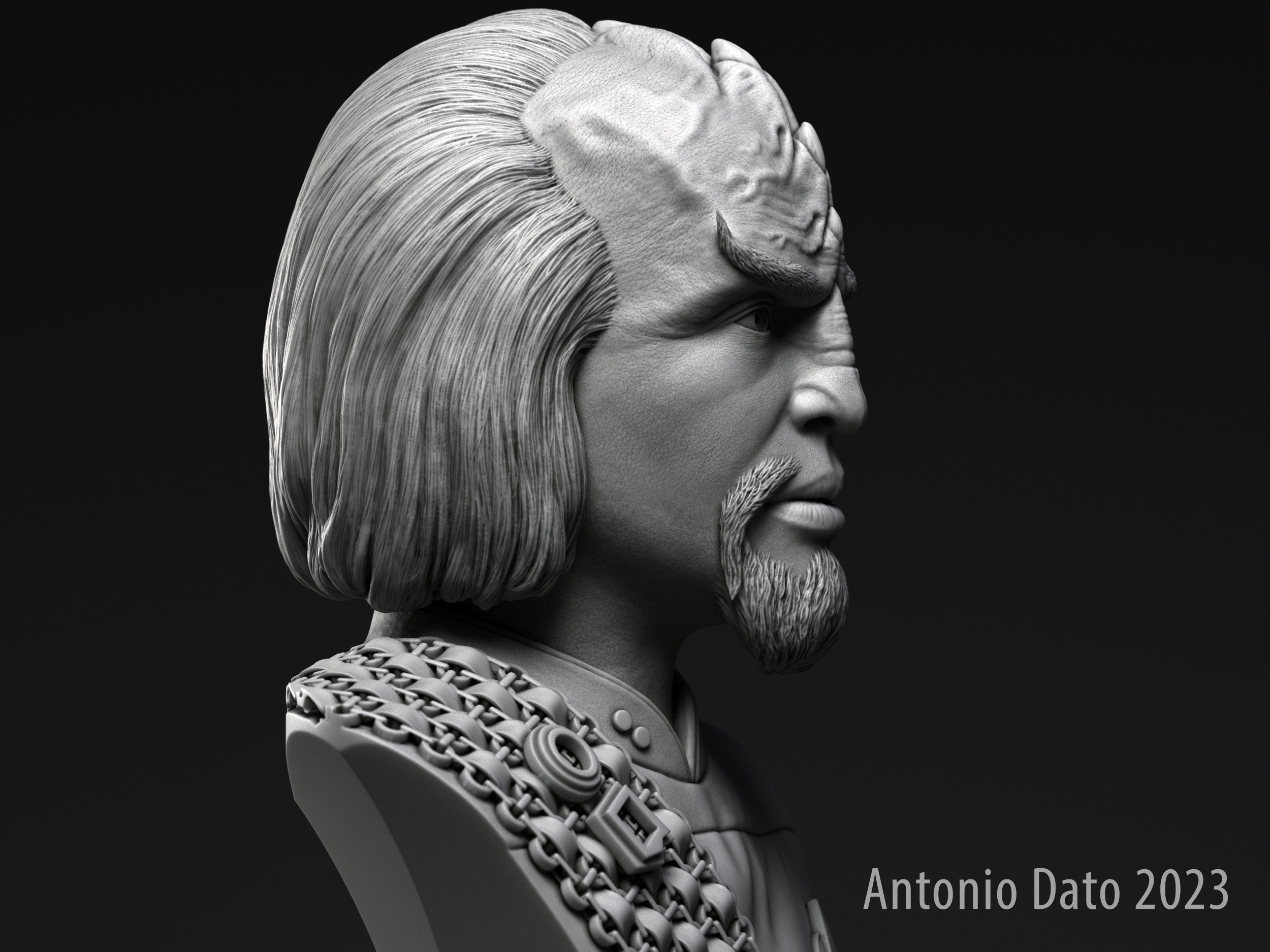 Michael Dorn as Worf Bust Printable 3D Model 3D print model_9
