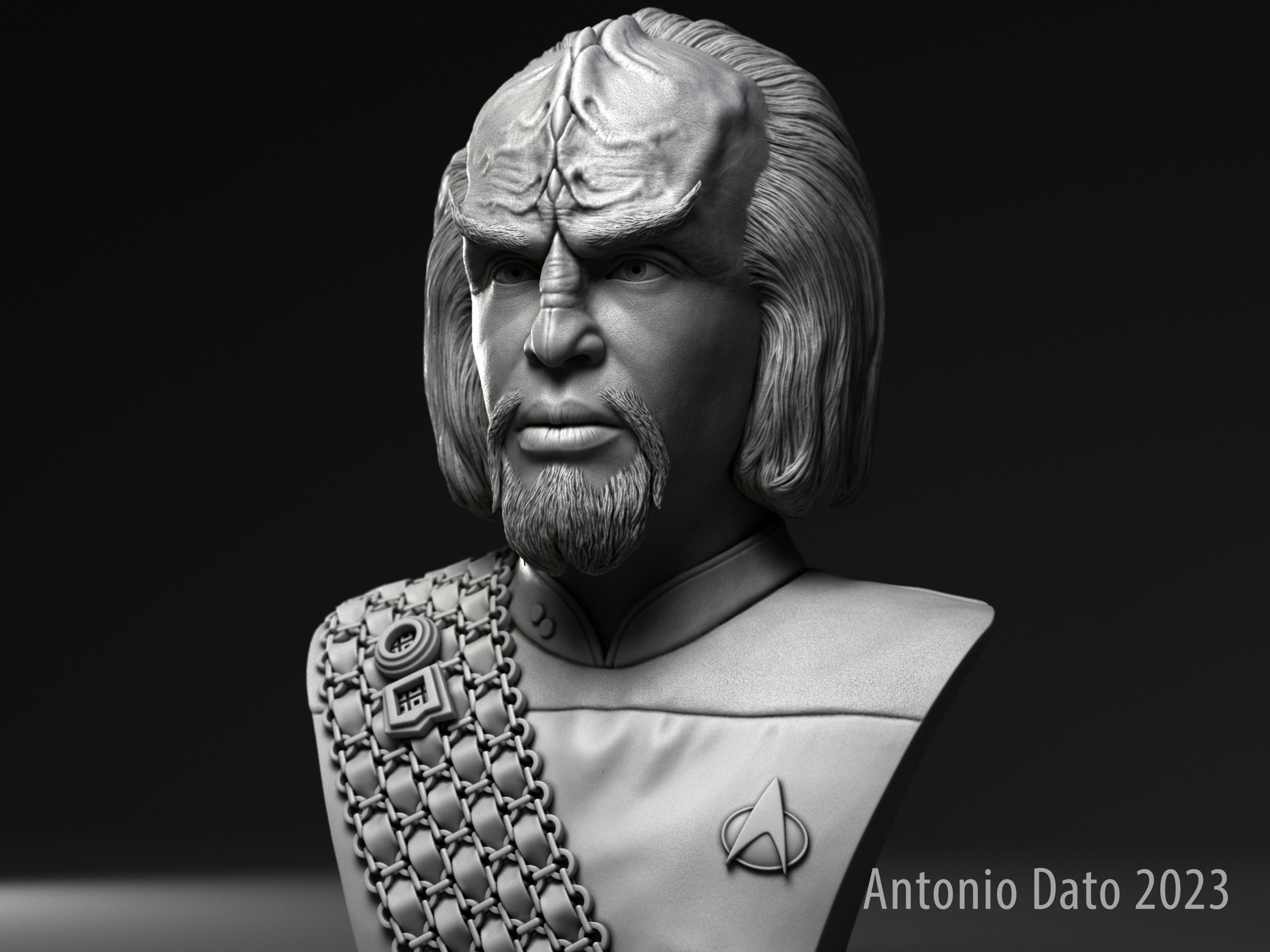 Michael Dorn as Worf Bust Printable 3D Model 3D print model_5