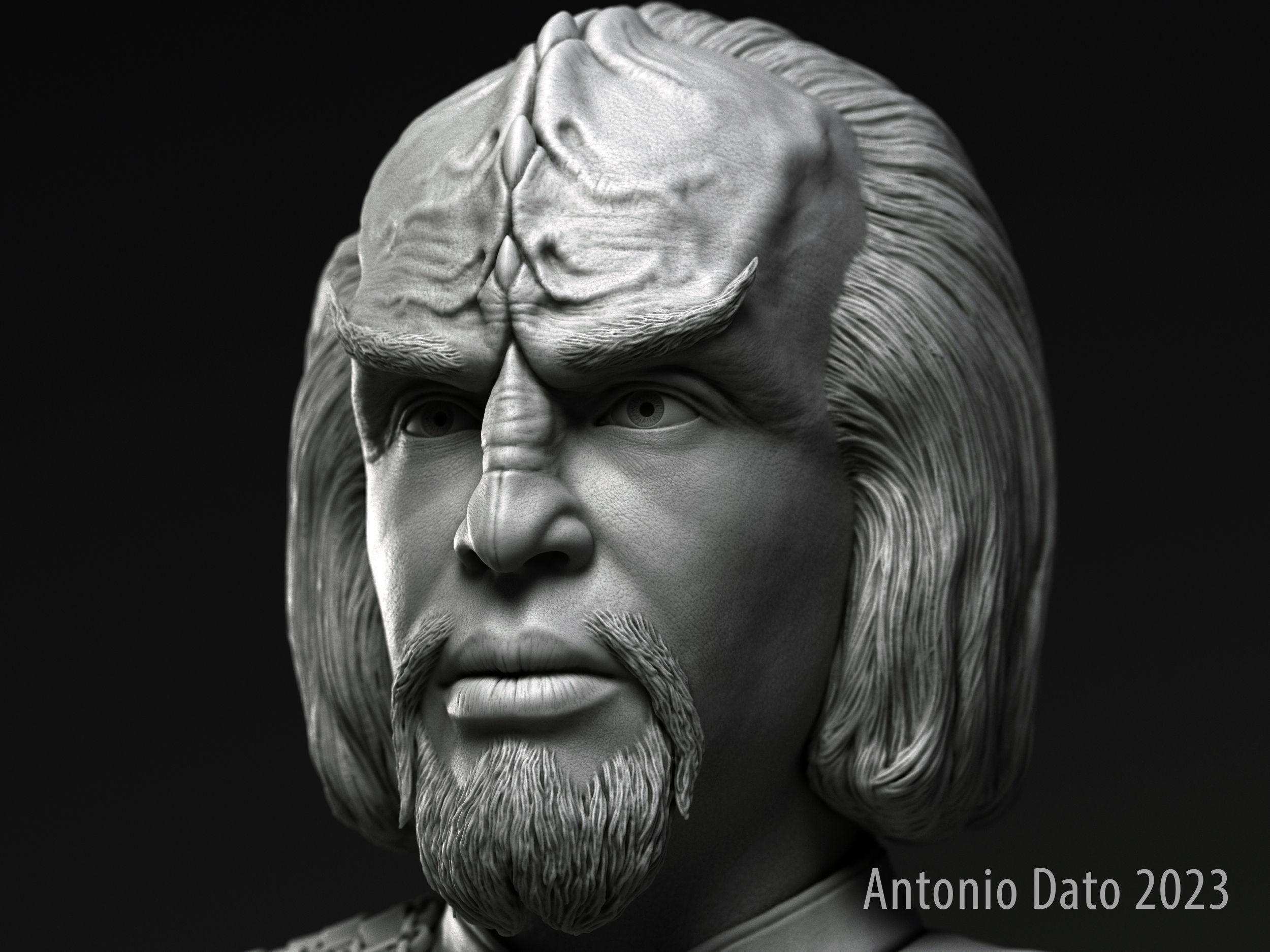Michael Dorn as Worf Bust Printable 3D Model 3D print model_2