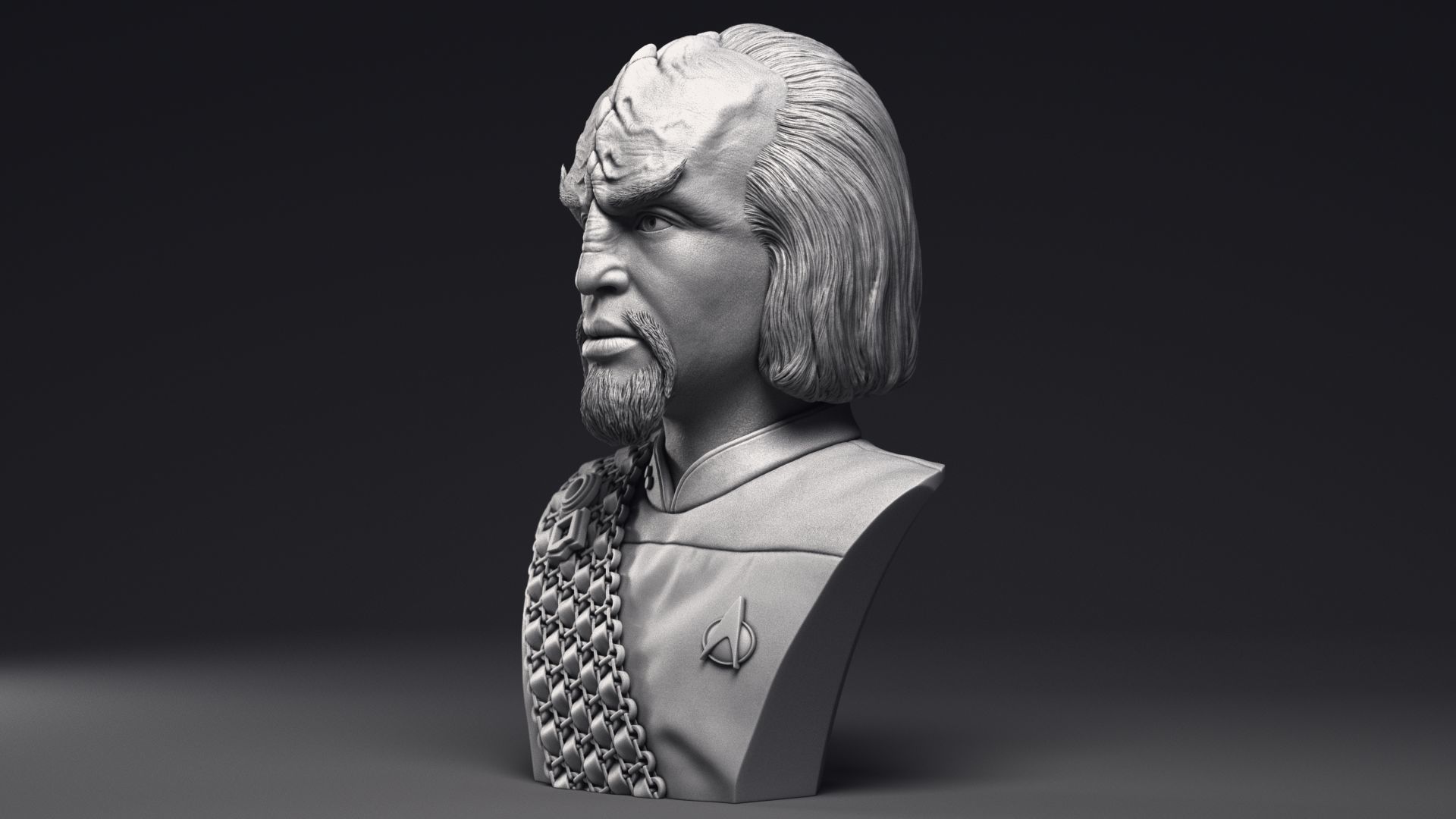 Michael Dorn as Worf Bust Printable 3D Model 3D print model_15