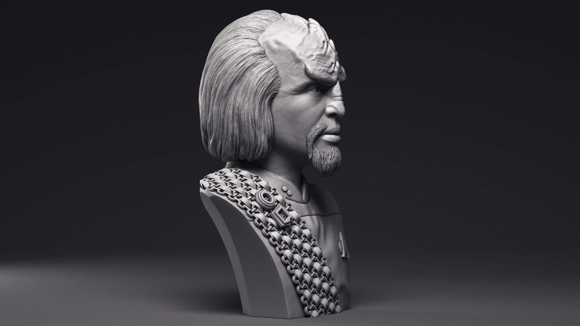 Michael Dorn as Worf Bust Printable 3D Model 3D print model_25