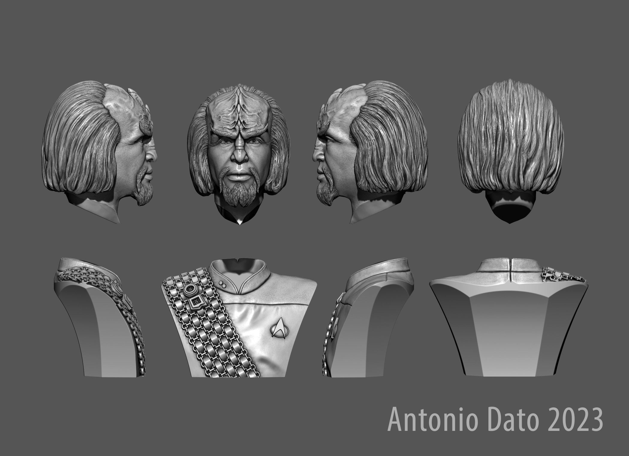 Michael Dorn as Worf Bust Printable 3D Model 3D print model_10