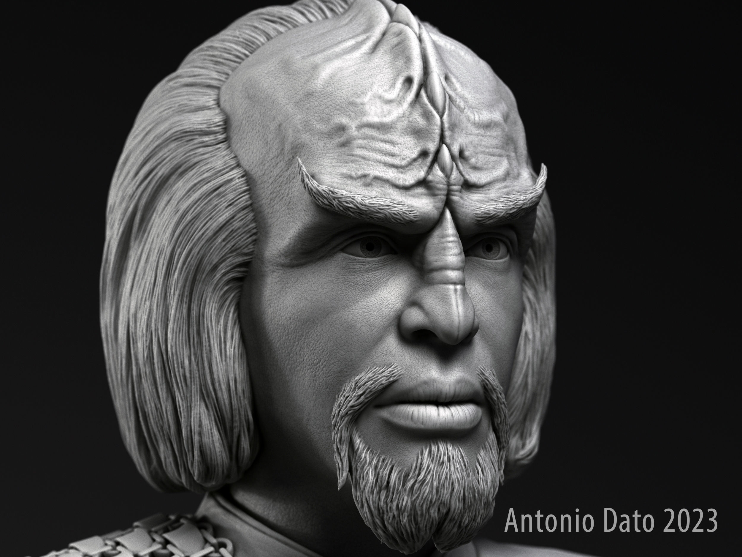 Michael Dorn as Worf Bust Printable 3D Model 3D print model_7