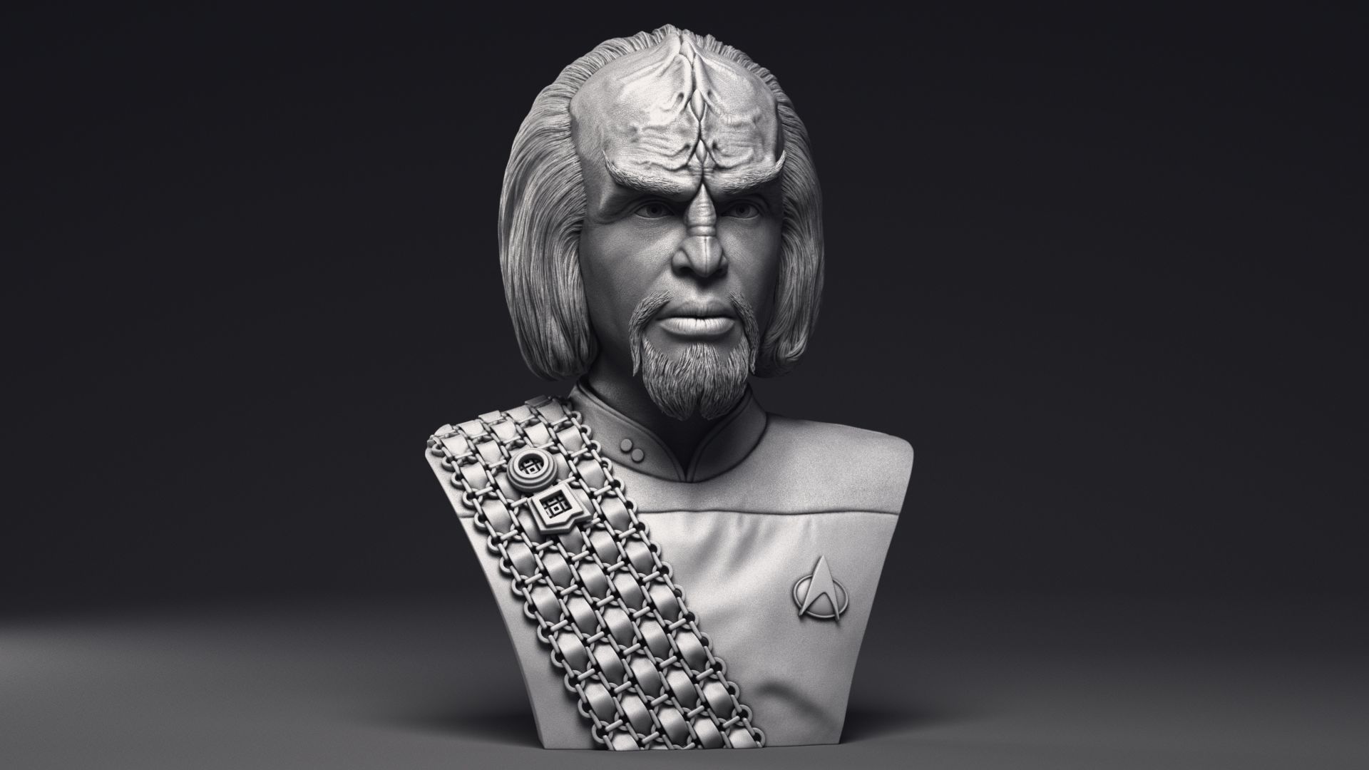 Michael Dorn as Worf Bust Printable 3D Model 3D print model_27