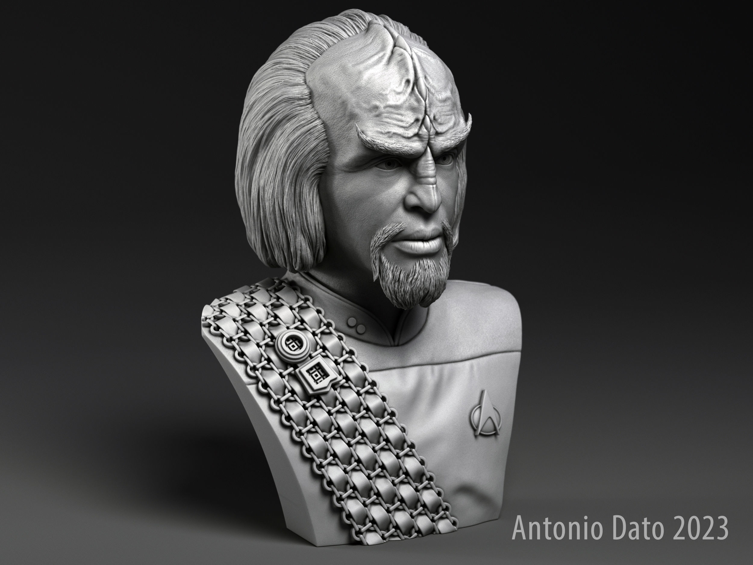 Michael Dorn as Worf Bust Printable 3D Model 3D print model_6