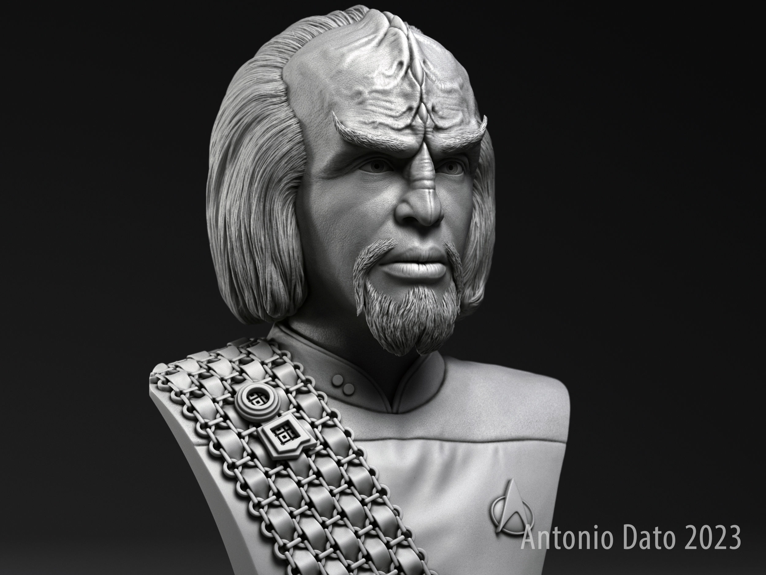 Michael Dorn as Worf Bust Printable 3D Model 3D print model_3