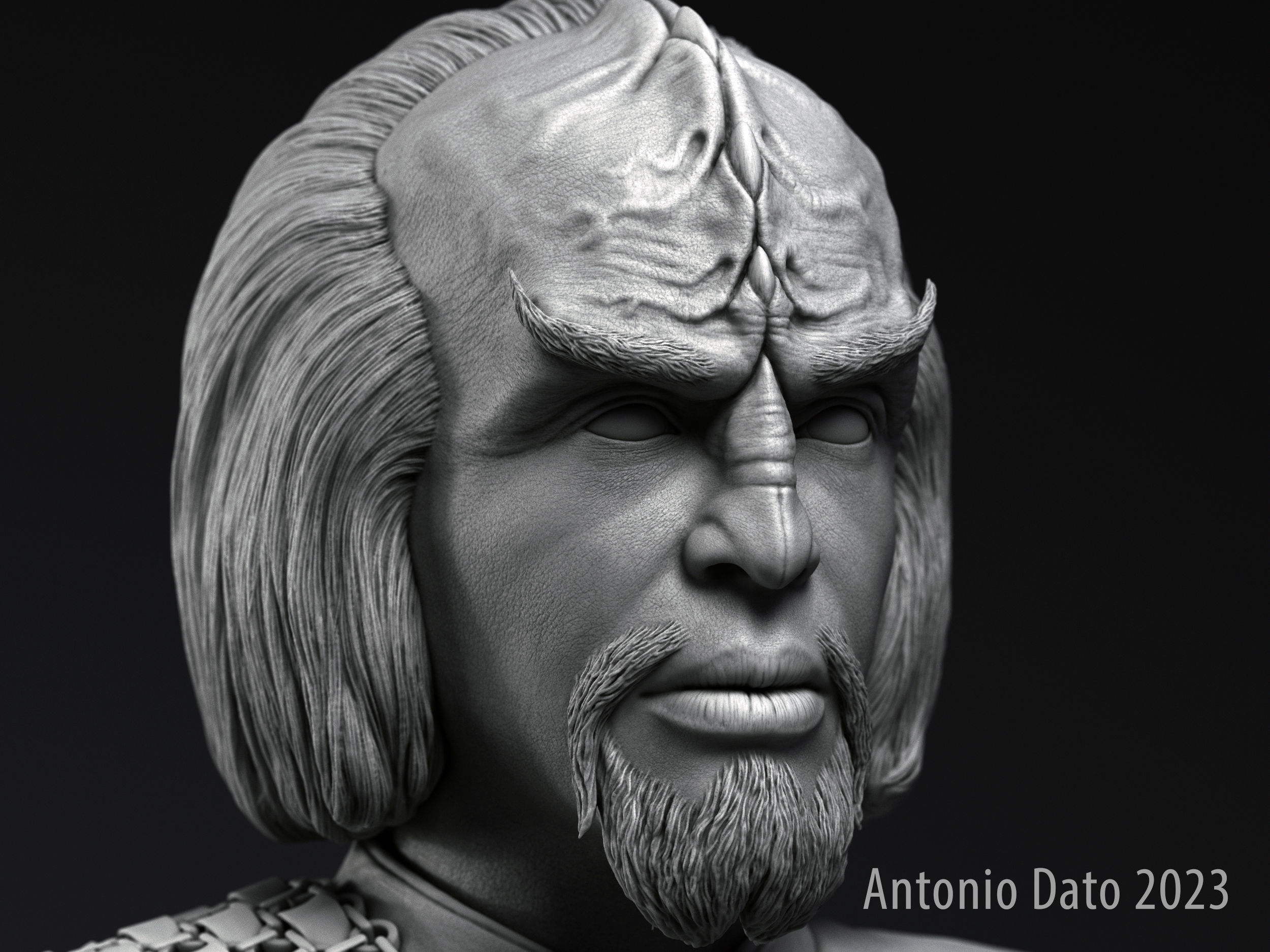 Michael Dorn as Worf Bust Printable 3D Model 3D print model_1