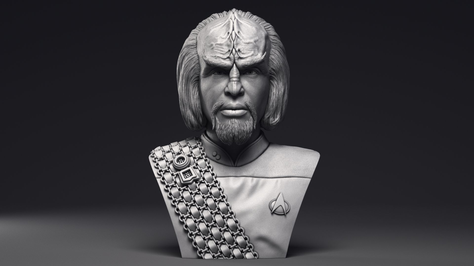 Michael Dorn as Worf Bust Printable 3D Model 3D print model_13