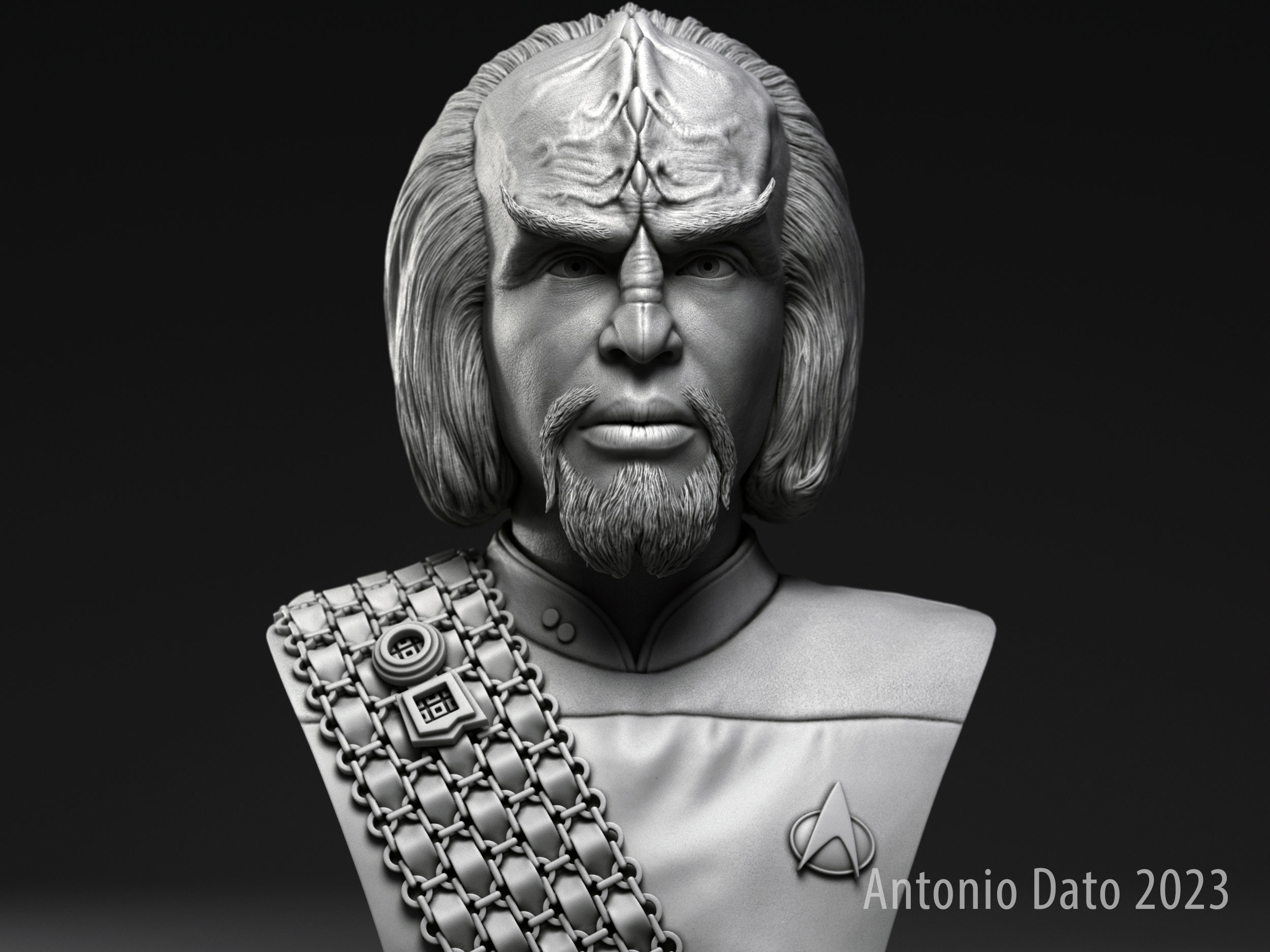 Michael Dorn as Worf Bust Printable 3D Model 3D print model_4