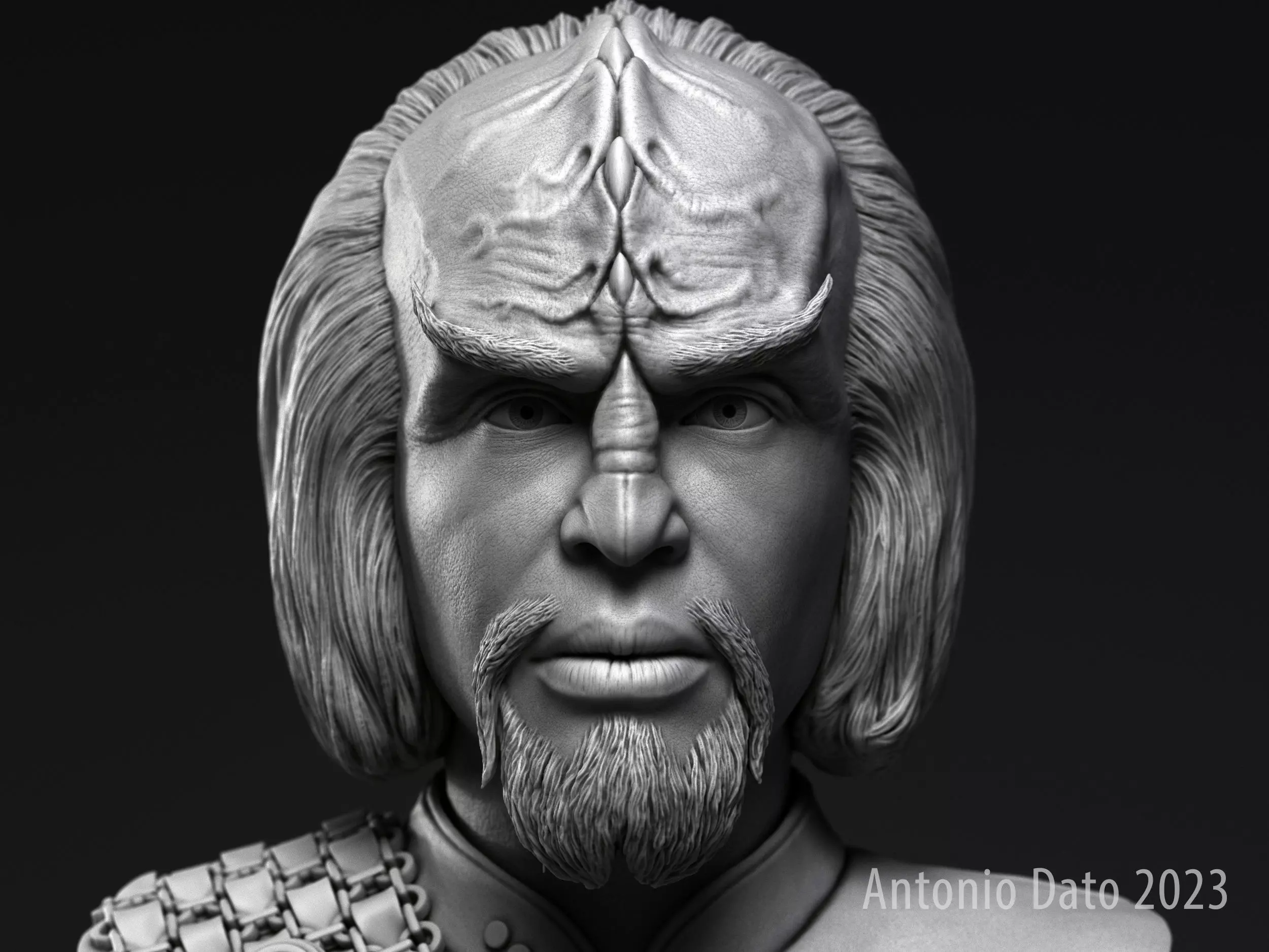 Michael Dorn as Worf Bust Printable 3D Model 3D print model_0