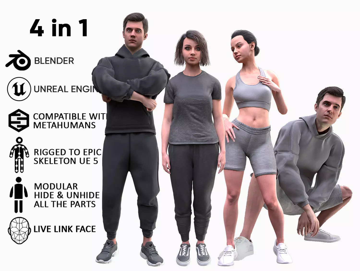 Mens and Womens Sport outfits 3D Model Collection_0