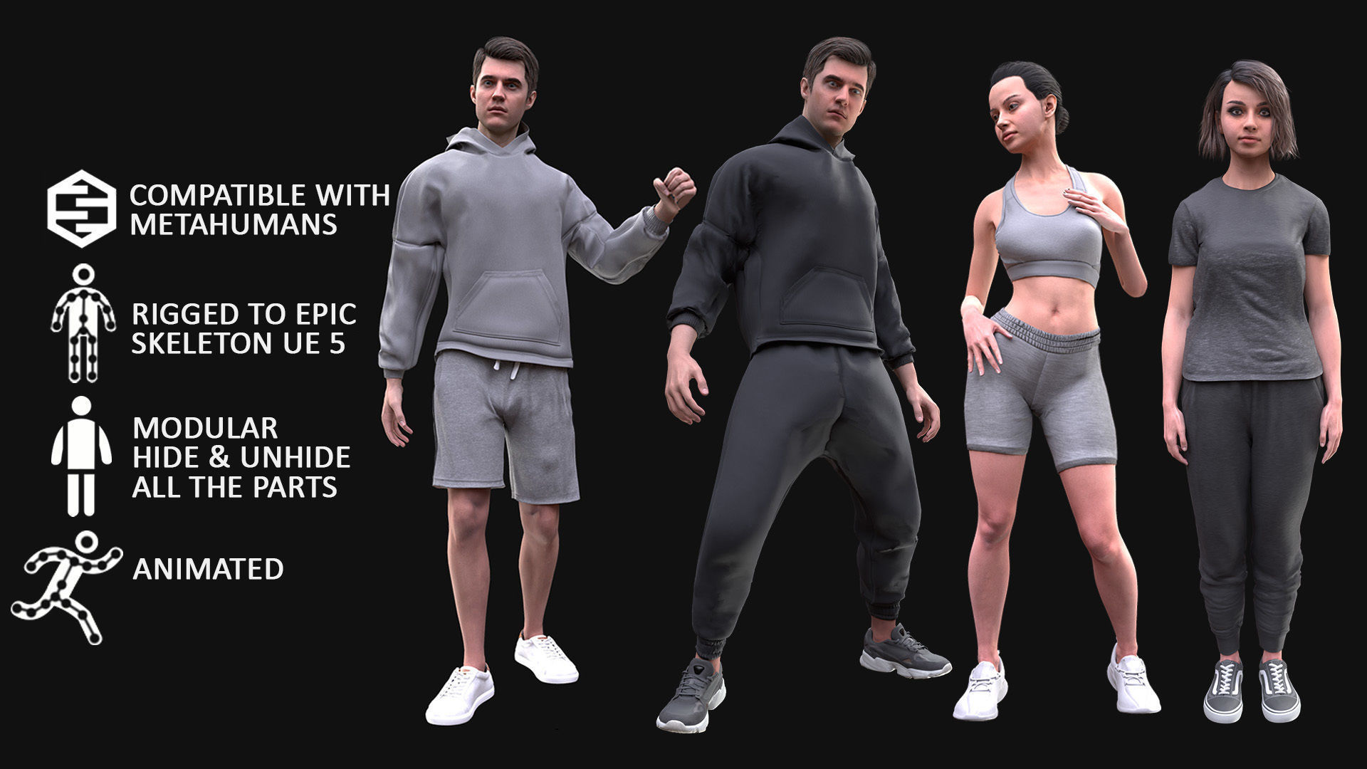 Mens and Womens Sport outfits 3D Model Collection_8