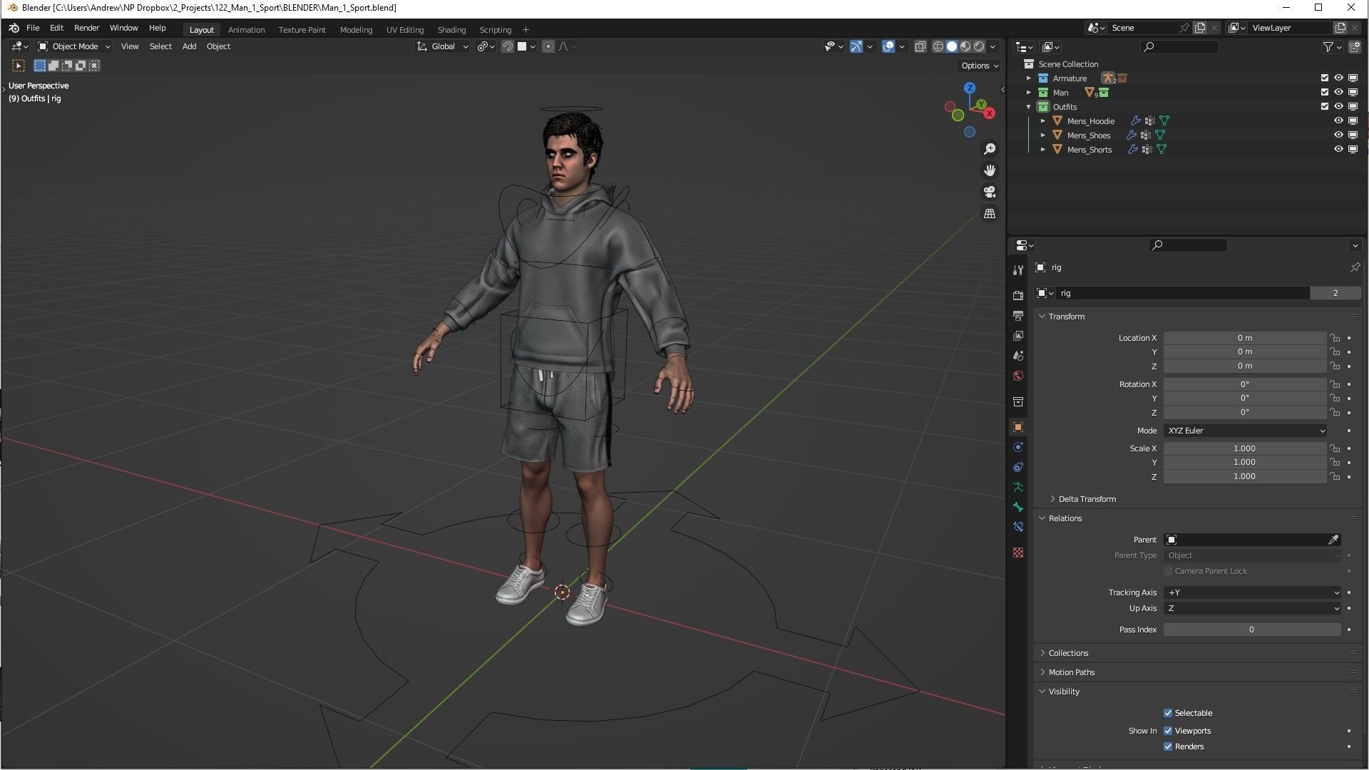 Mens and Womens Sport outfits 3D Model Collection_17