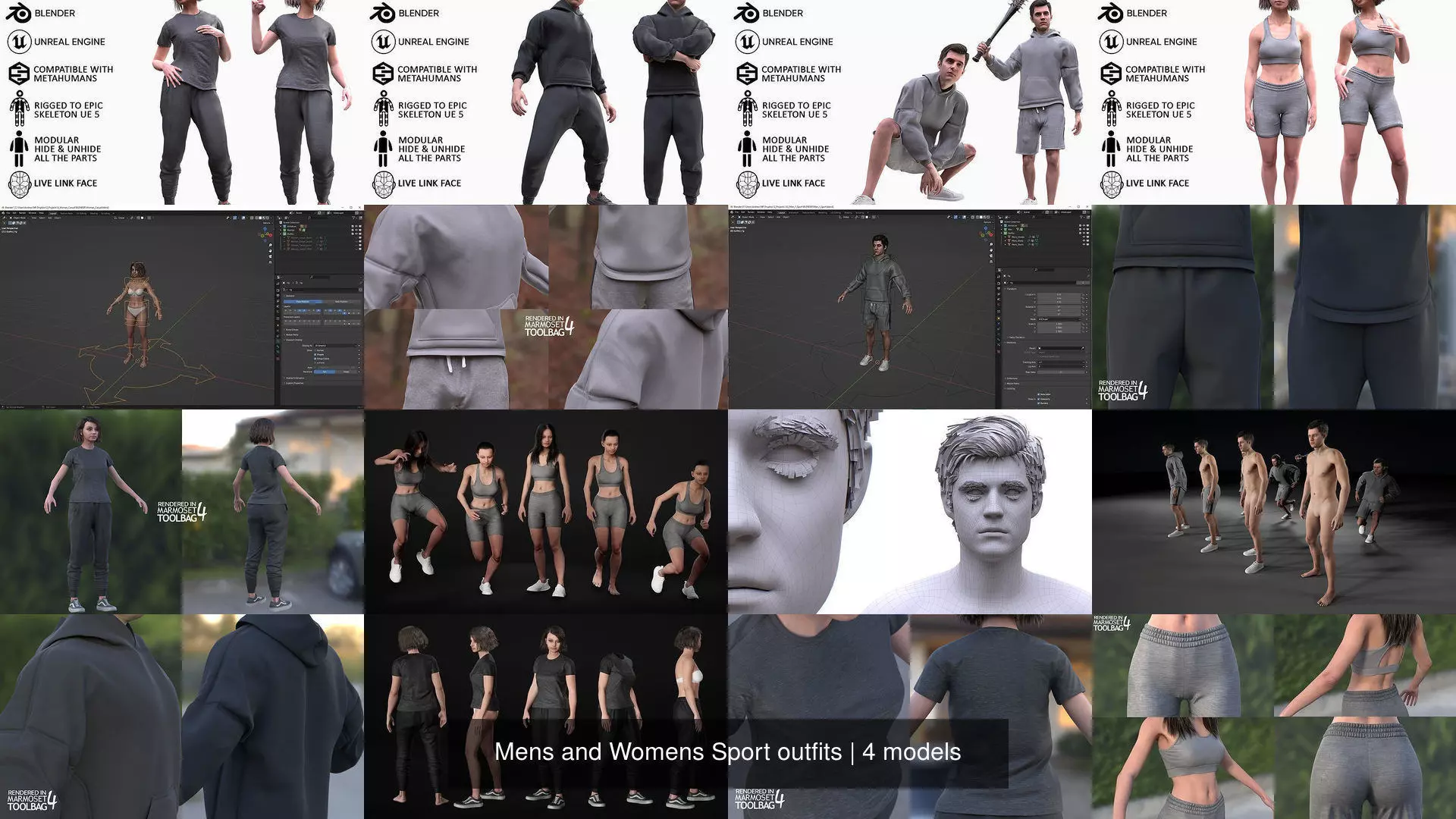 Mens and Womens Sport outfits 3D Model Collection_7