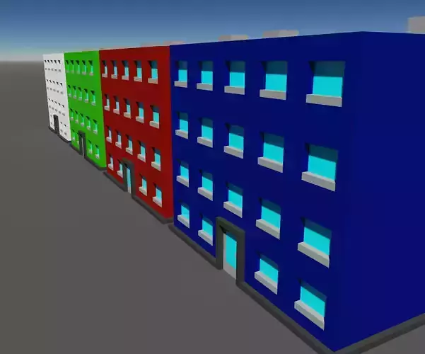 Basic Voxel Houses Models 3D Object 4 Colors Low-poly 3D model