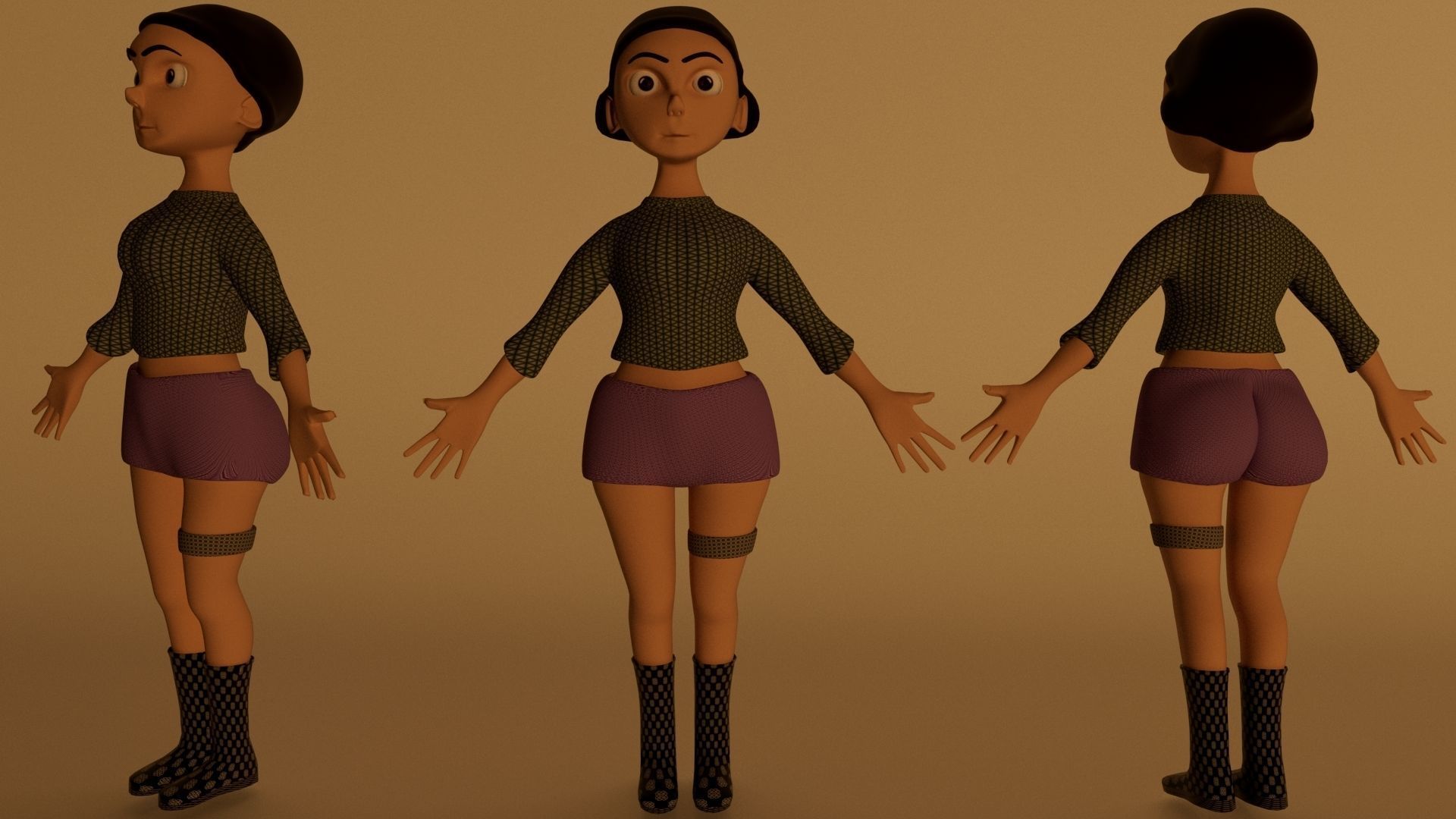 3d stylized Female Character Model Low-poly 3D model_4