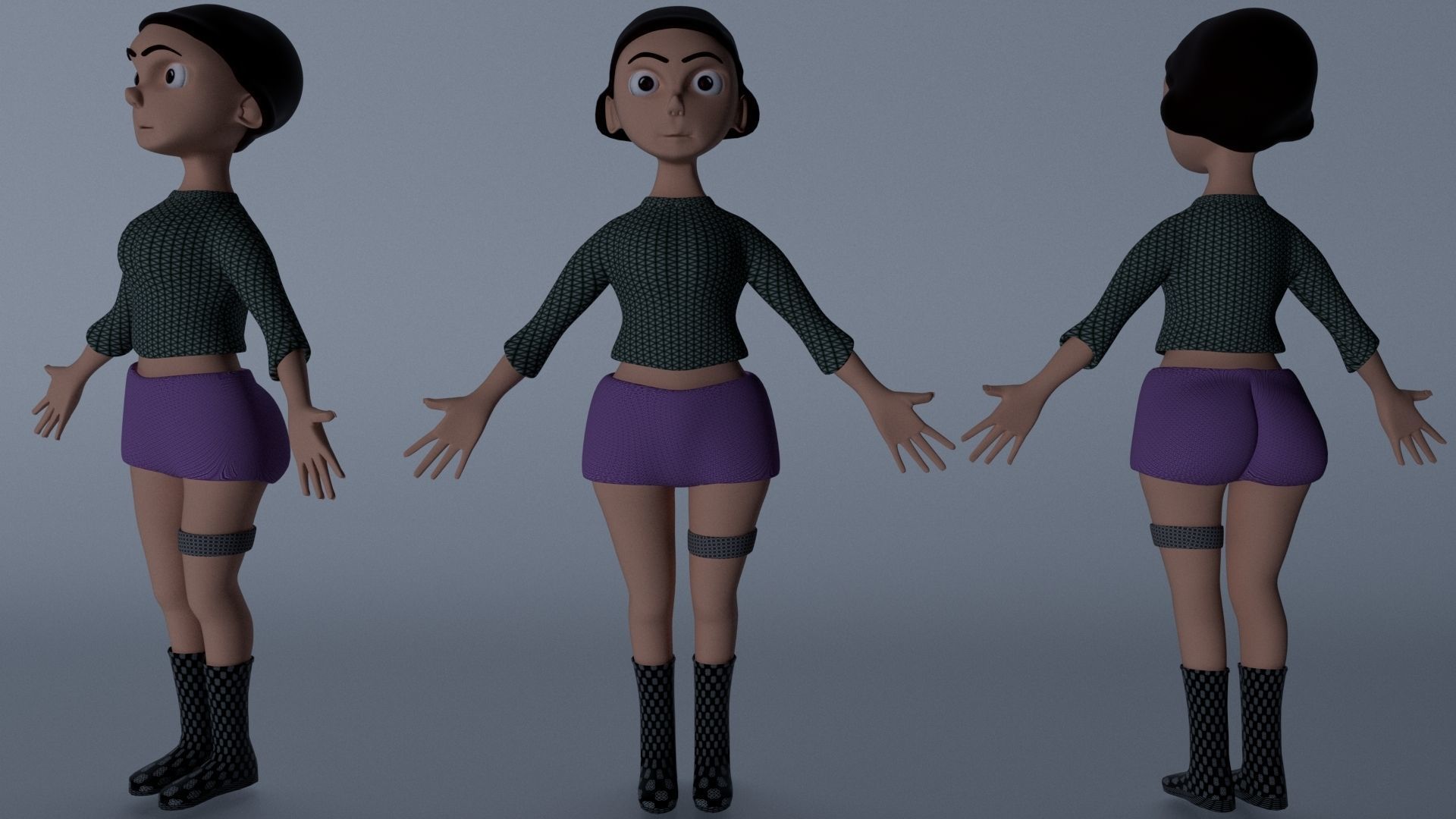 3d stylized Female Character Model Low-poly 3D model_3