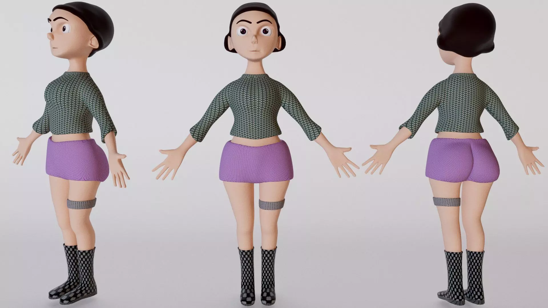 3d stylized Female Character Model Low-poly 3D model_0
