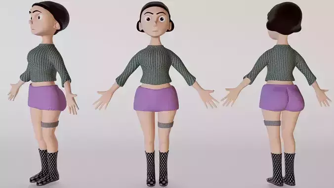 3d stylized Female Character Model Low-poly 3D model 3d stylized Female Character Model Low-poly 3D model