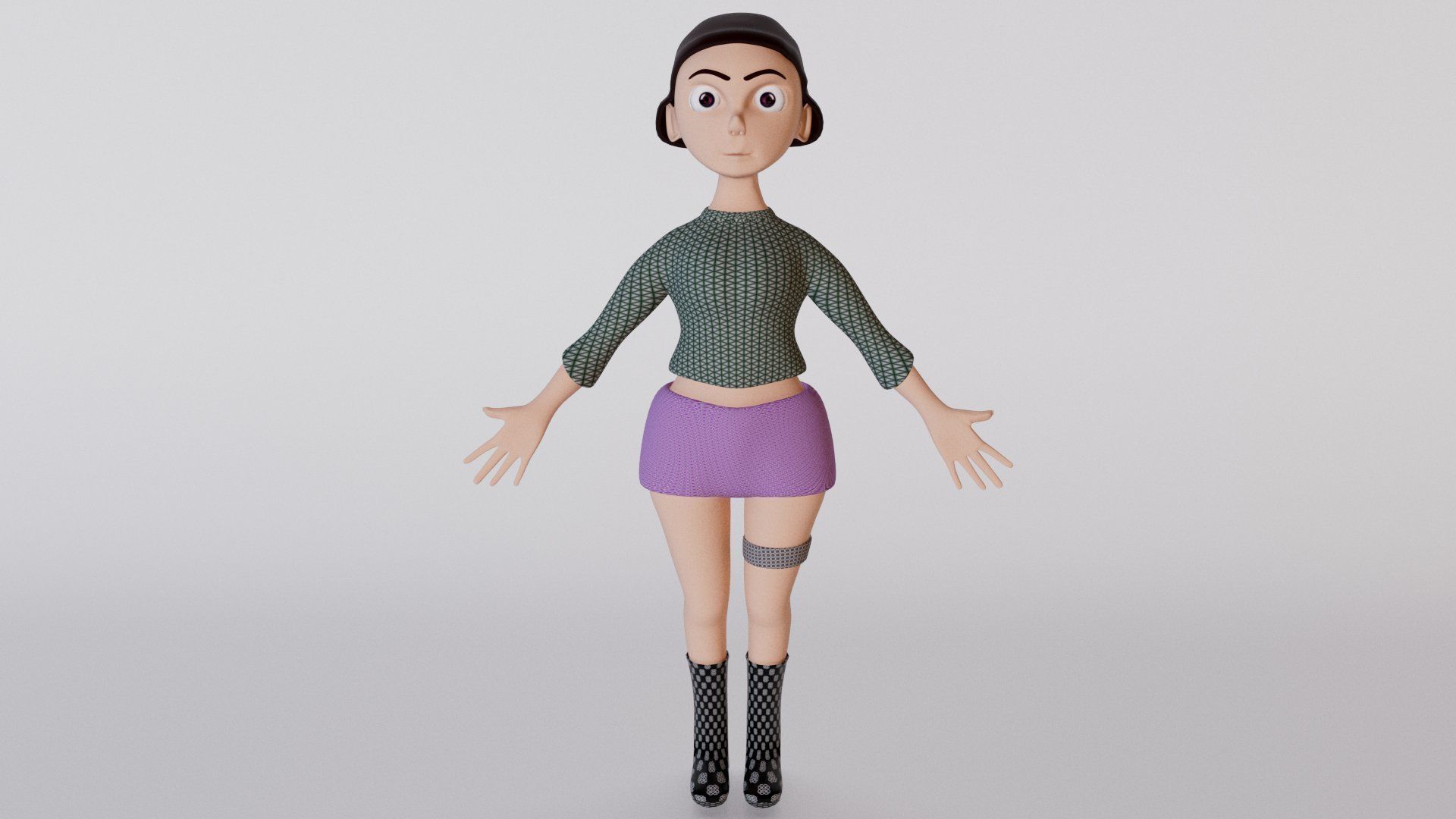 3d stylized Female Character Model Low-poly 3D model_1