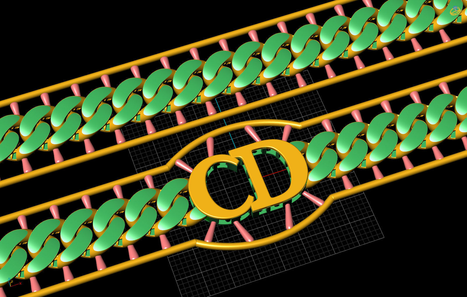 10 MM 37 CM  CUBAN LINK CHAIN FOR BRACELET OR NECKLACE 3D print model_6