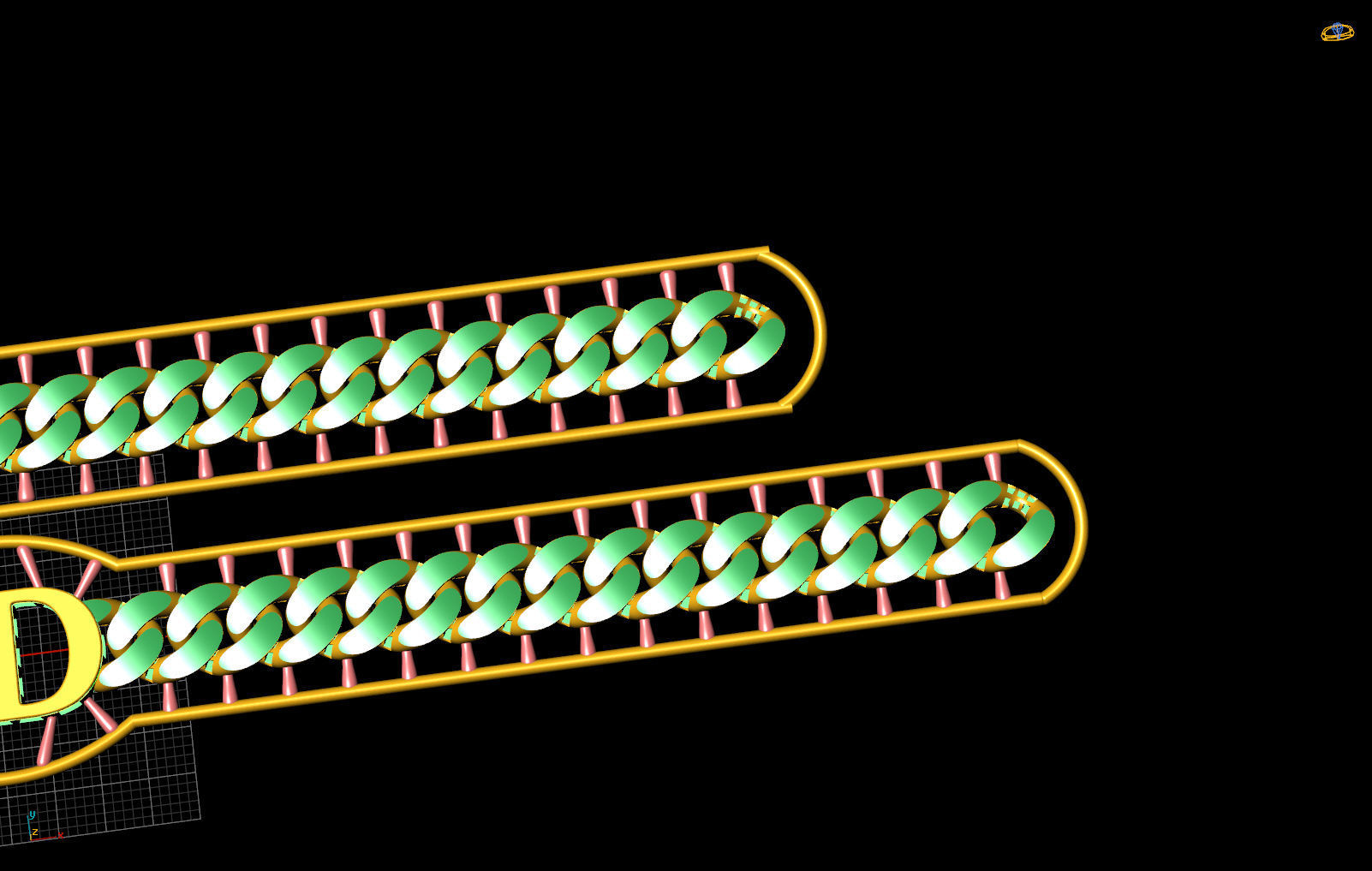 10 MM 37 CM  CUBAN LINK CHAIN FOR BRACELET OR NECKLACE 3D print model_5