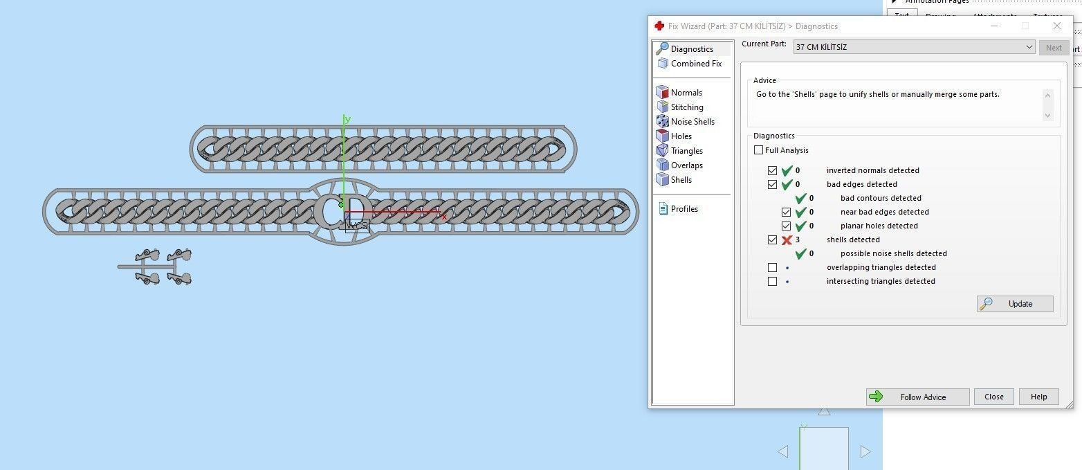 10 MM 37 CM  CUBAN LINK CHAIN FOR BRACELET OR NECKLACE 3D print model_13