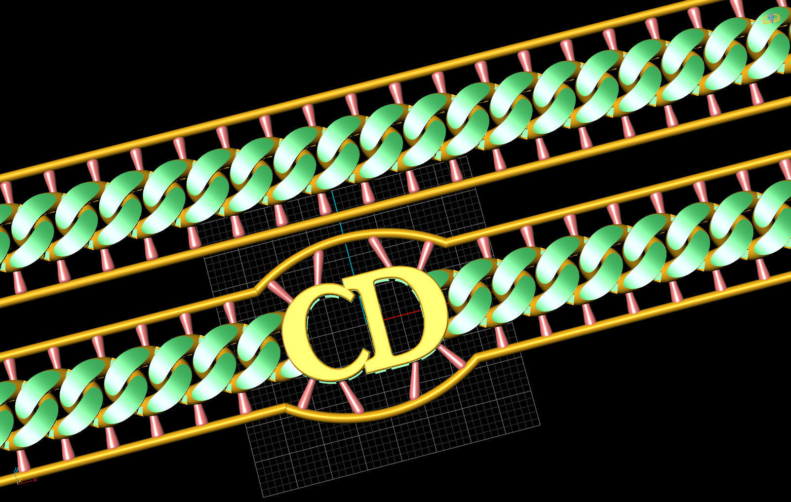 10 MM 37 CM  CUBAN LINK CHAIN FOR BRACELET OR NECKLACE 3D print model_8