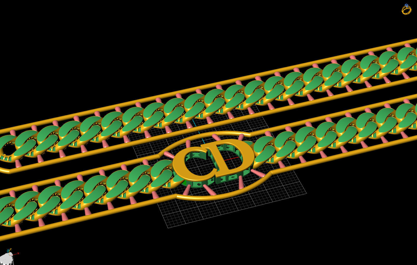 10 MM 37 CM  CUBAN LINK CHAIN FOR BRACELET OR NECKLACE 3D print model_9