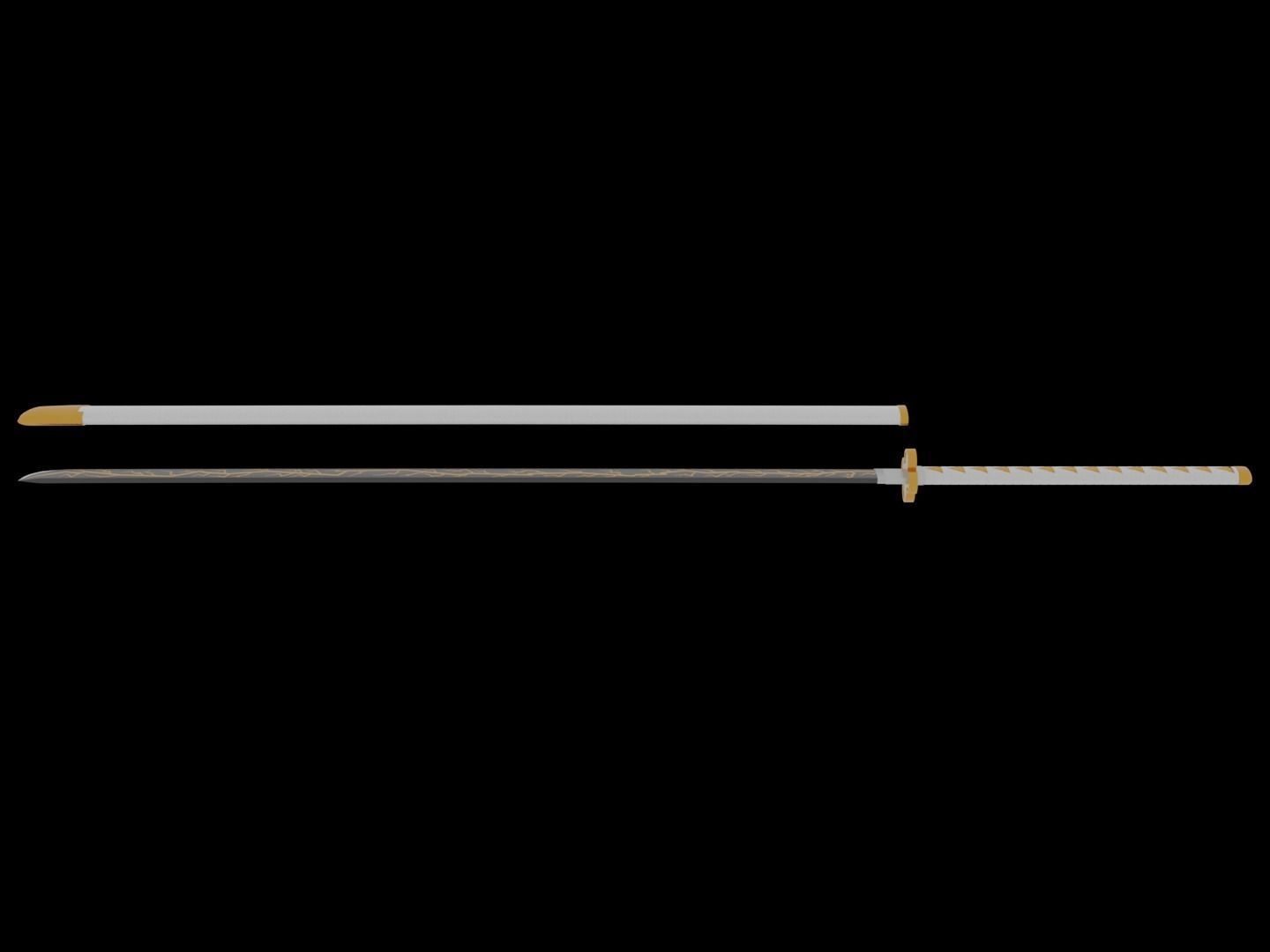 Zenitsu Nichirin Katana - Demon Slayer 3D model_5