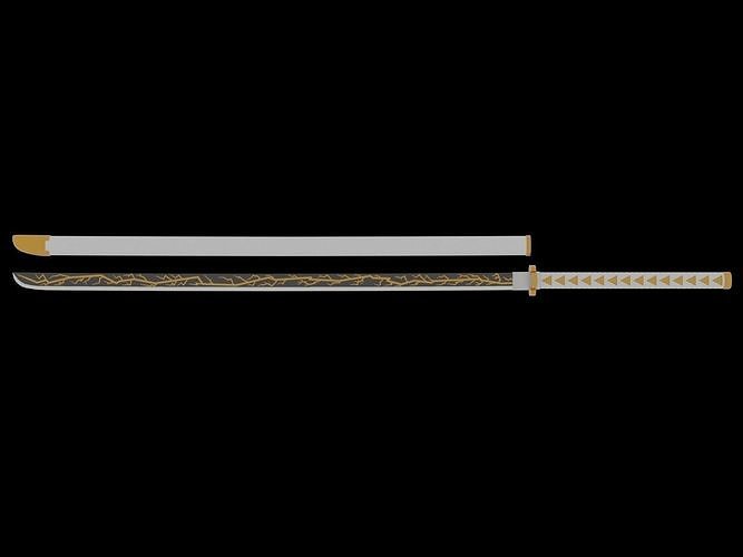 Zenitsu Nichirin Katana - Demon Slayer 3D model