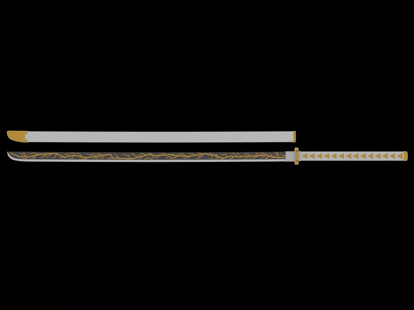 Zenitsu Nichirin Katana - Demon Slayer 3D model_0