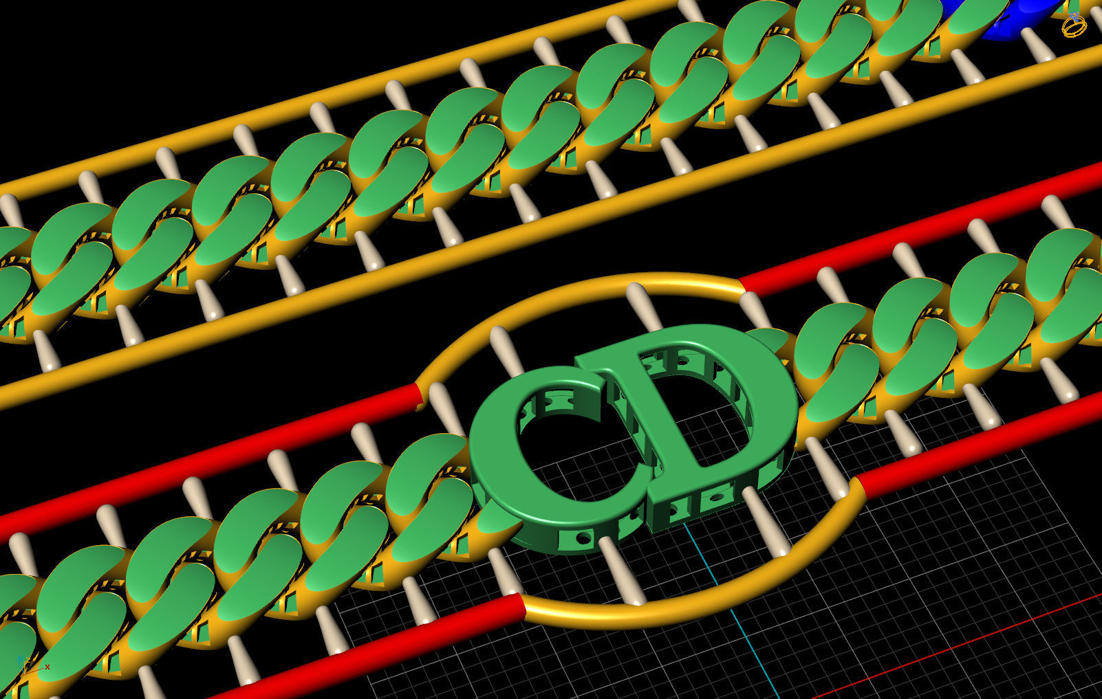 8 MM 36 CM  CUBAN LINK CHAIN FOR BRACELET OR NECKLACE 3D print model_4